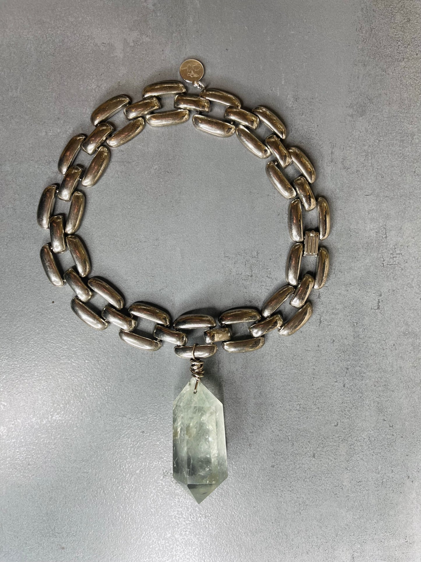 Renaissance Silver Massive Prasiolite Crystal Soul Chain Necklace