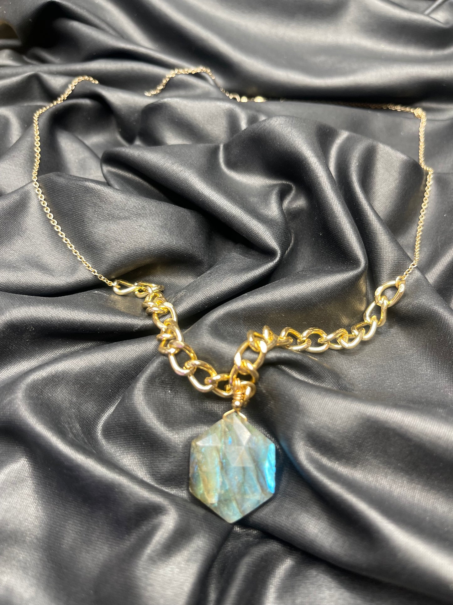 Dainty Baby Labradorite Multifaceted Crystal Soul Chain