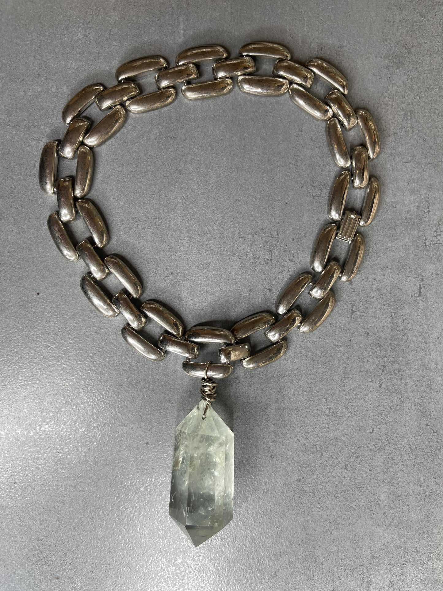 Renaissance Silver Massive Prasiolite Crystal Soul Chain Necklace