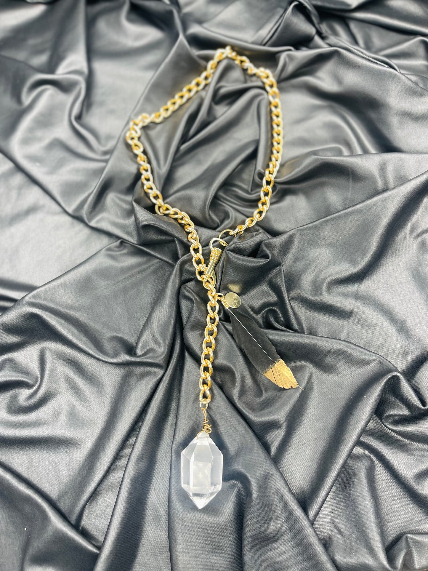 Exquisite Lux Gem Cut Clear Quartz Crystal Soul Chain
