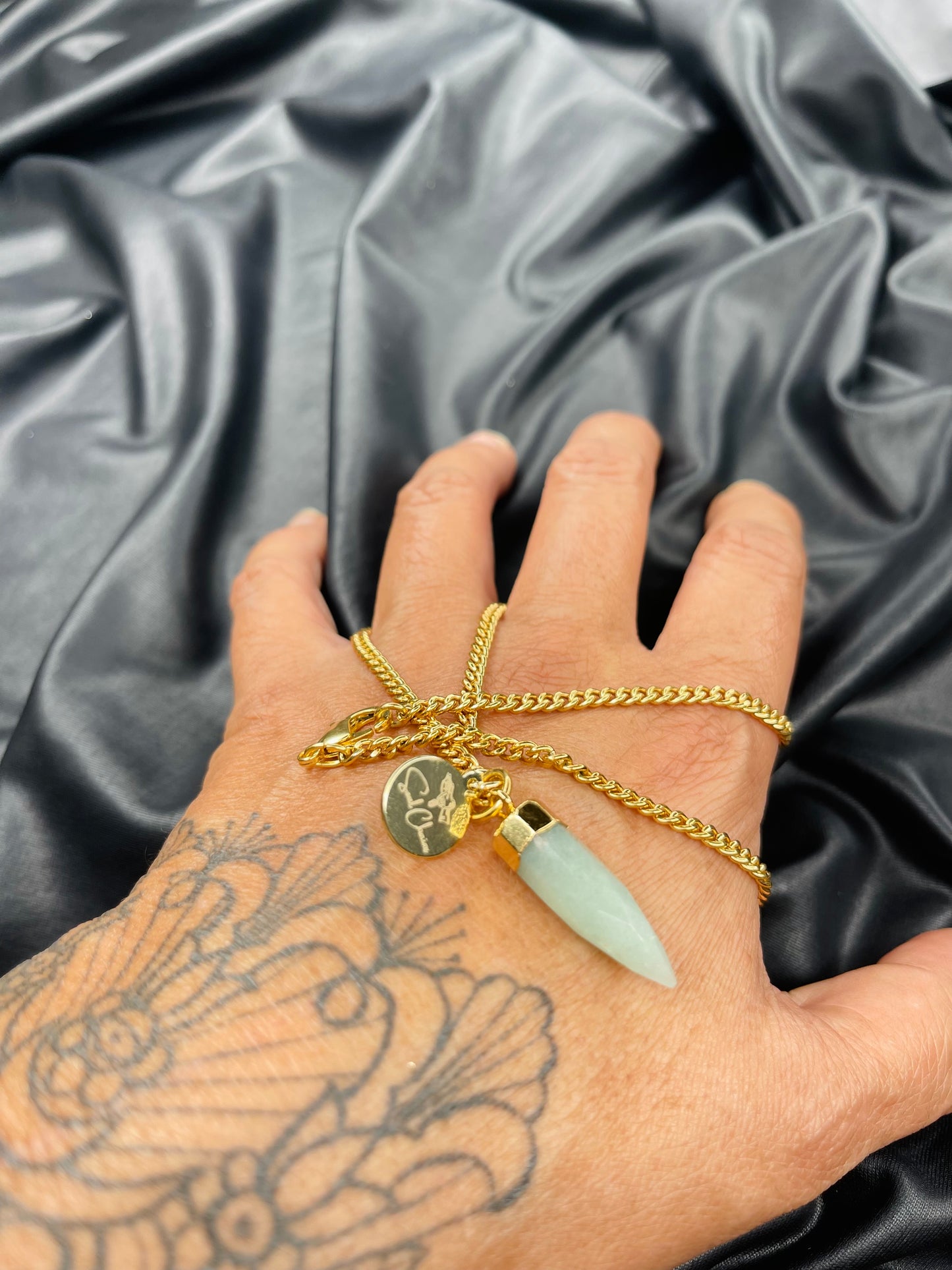 Heart Chakra Dainty Baby Soul Chain Aventurine Vintage Gold Plated Soul Chain