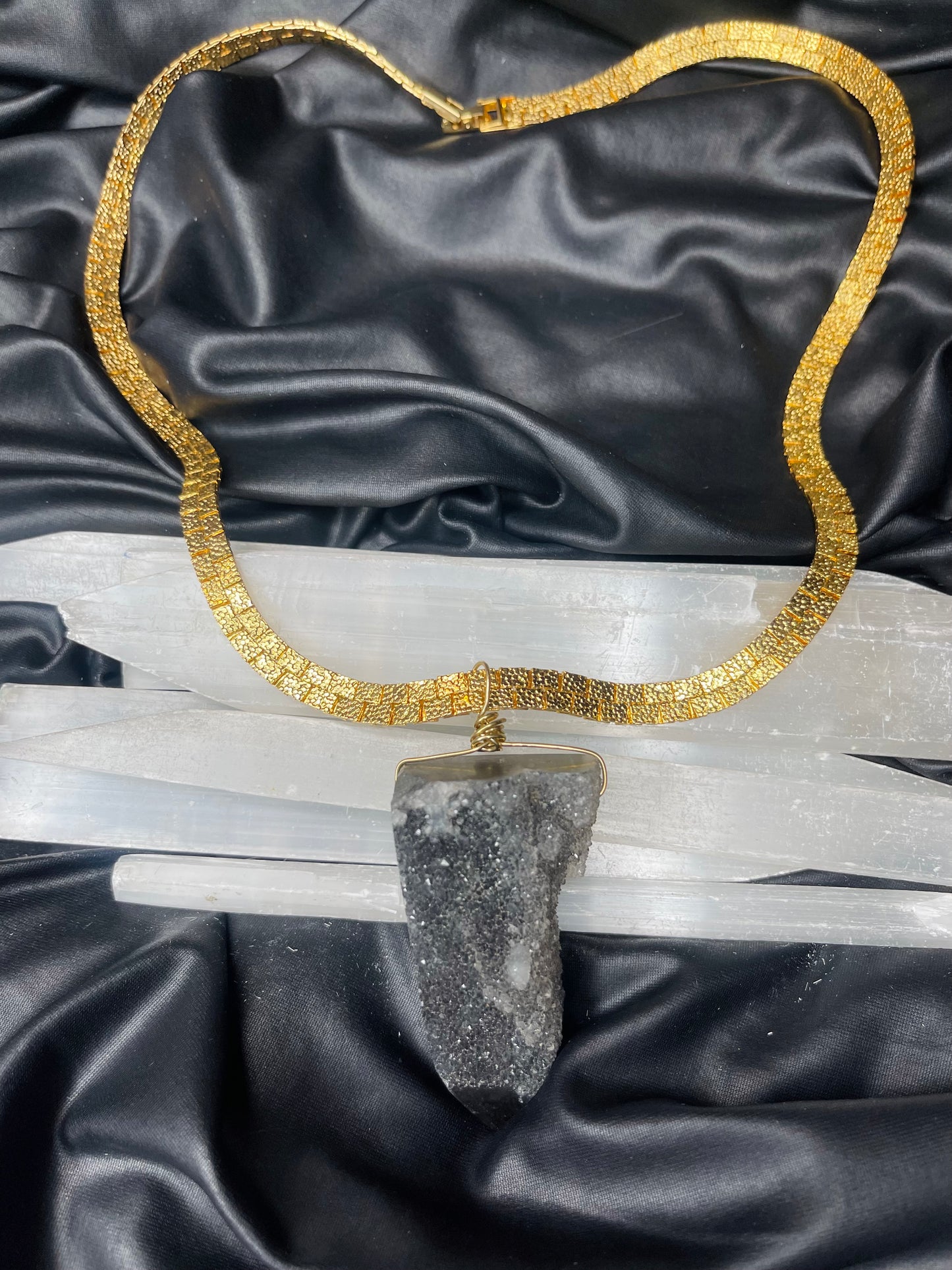 Root Chakra Sphalerite Soul Chains Necklace w Vintage Herringbone Chain