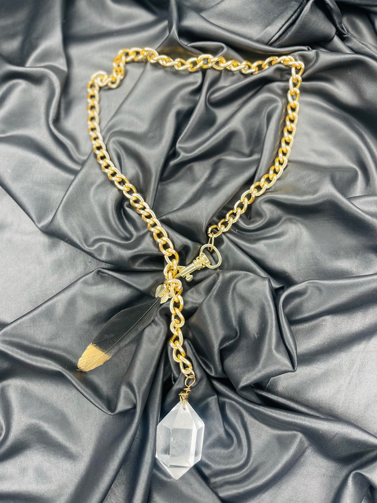 Exquisite Lux Gem Cut Clear Quartz Crystal Soul Chain