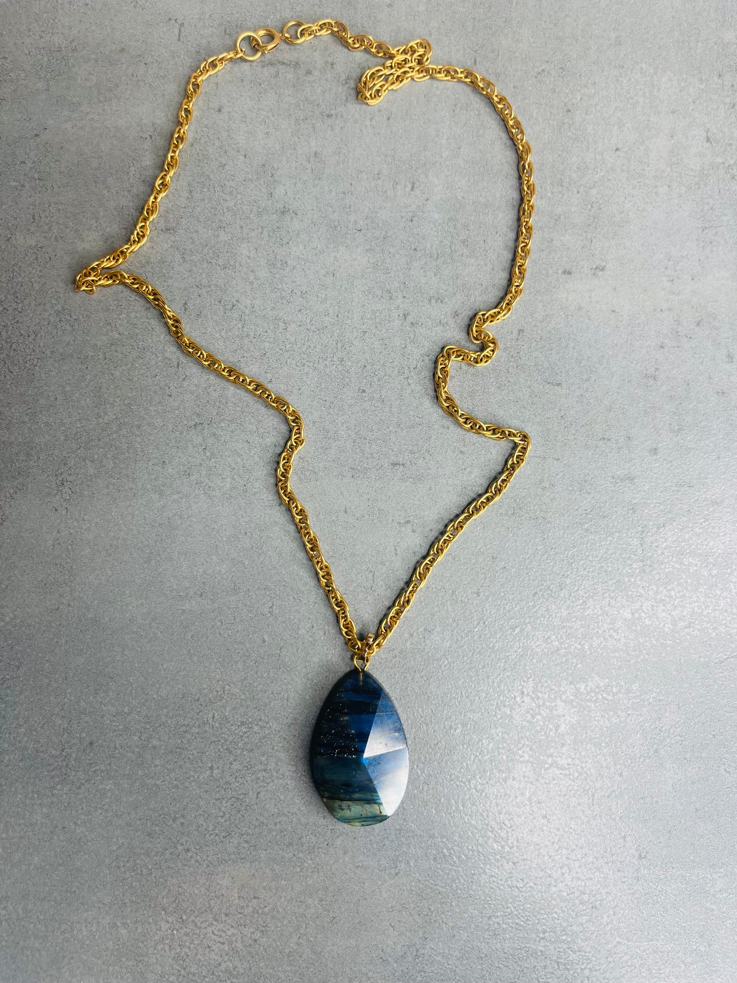 Labradorite Crystal Soul Chain Necklace - Vintage Chain
