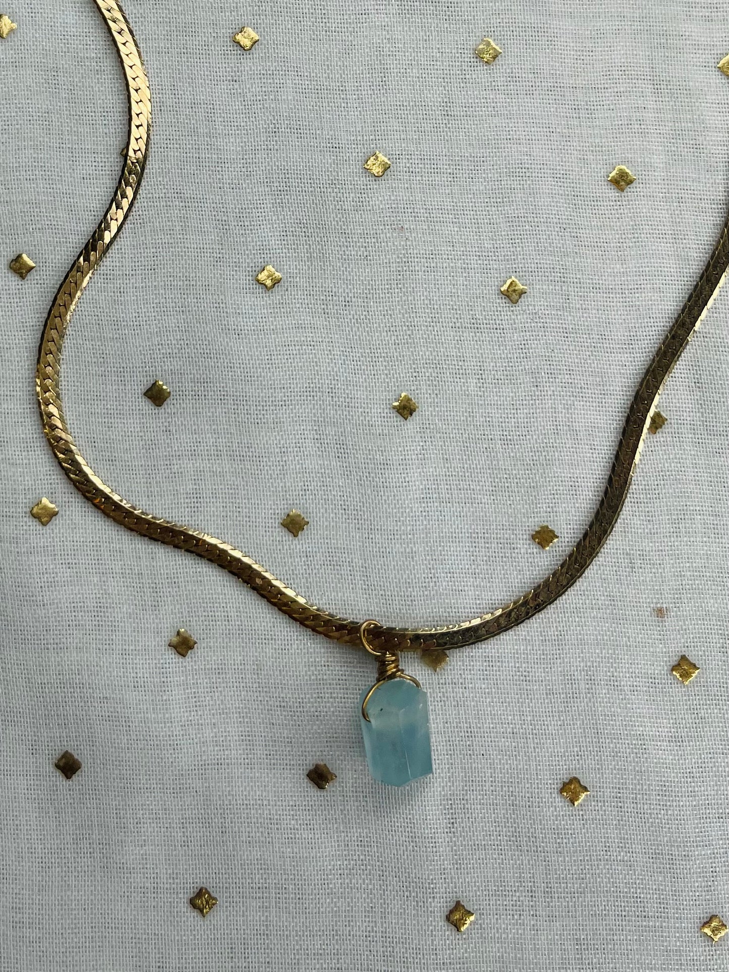 Dainty Baby Soul Chain w Blue Faceted Fluorite Necklace
