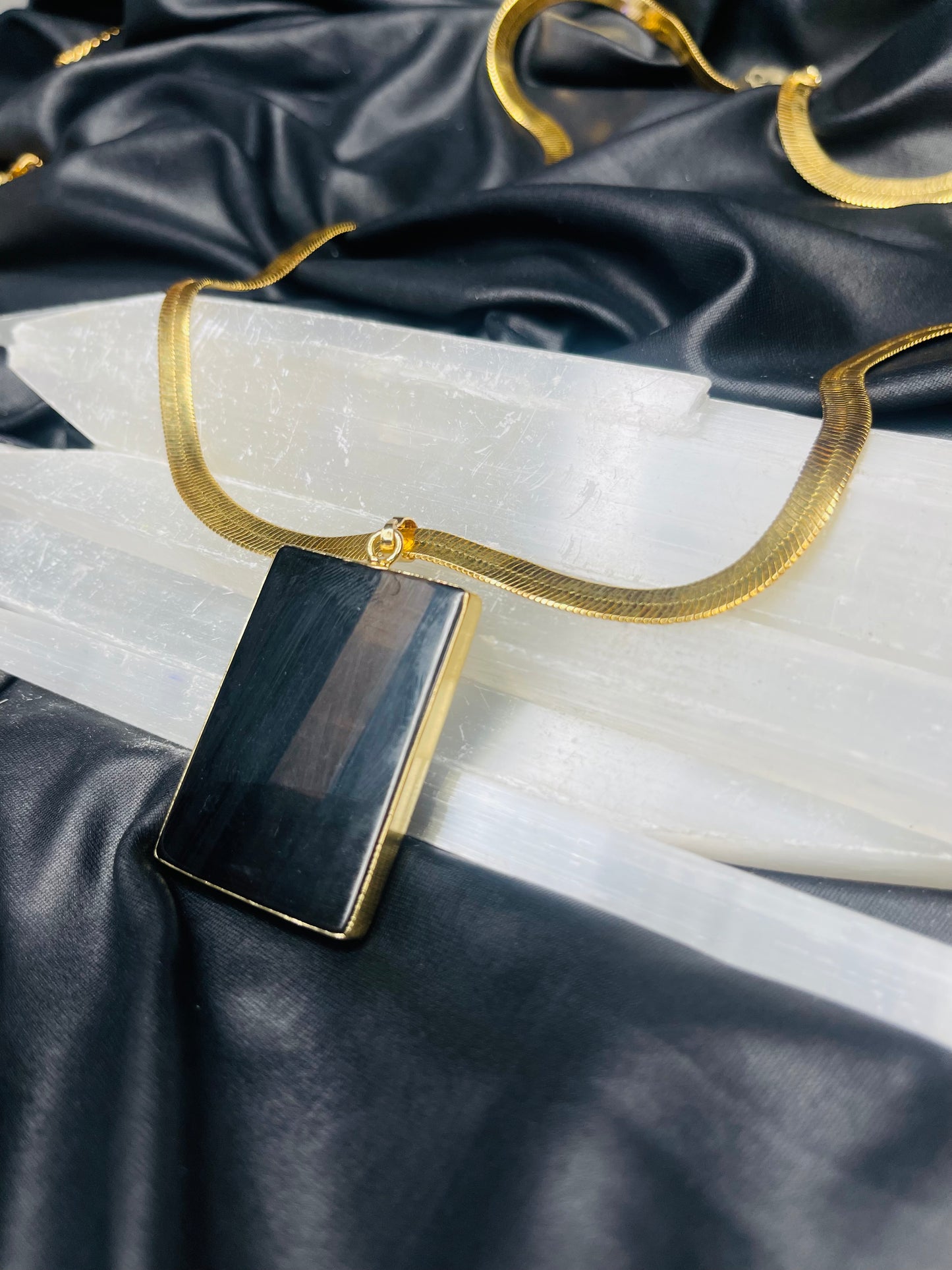 Black Obsidian Root Chakra Gold Soul Chain