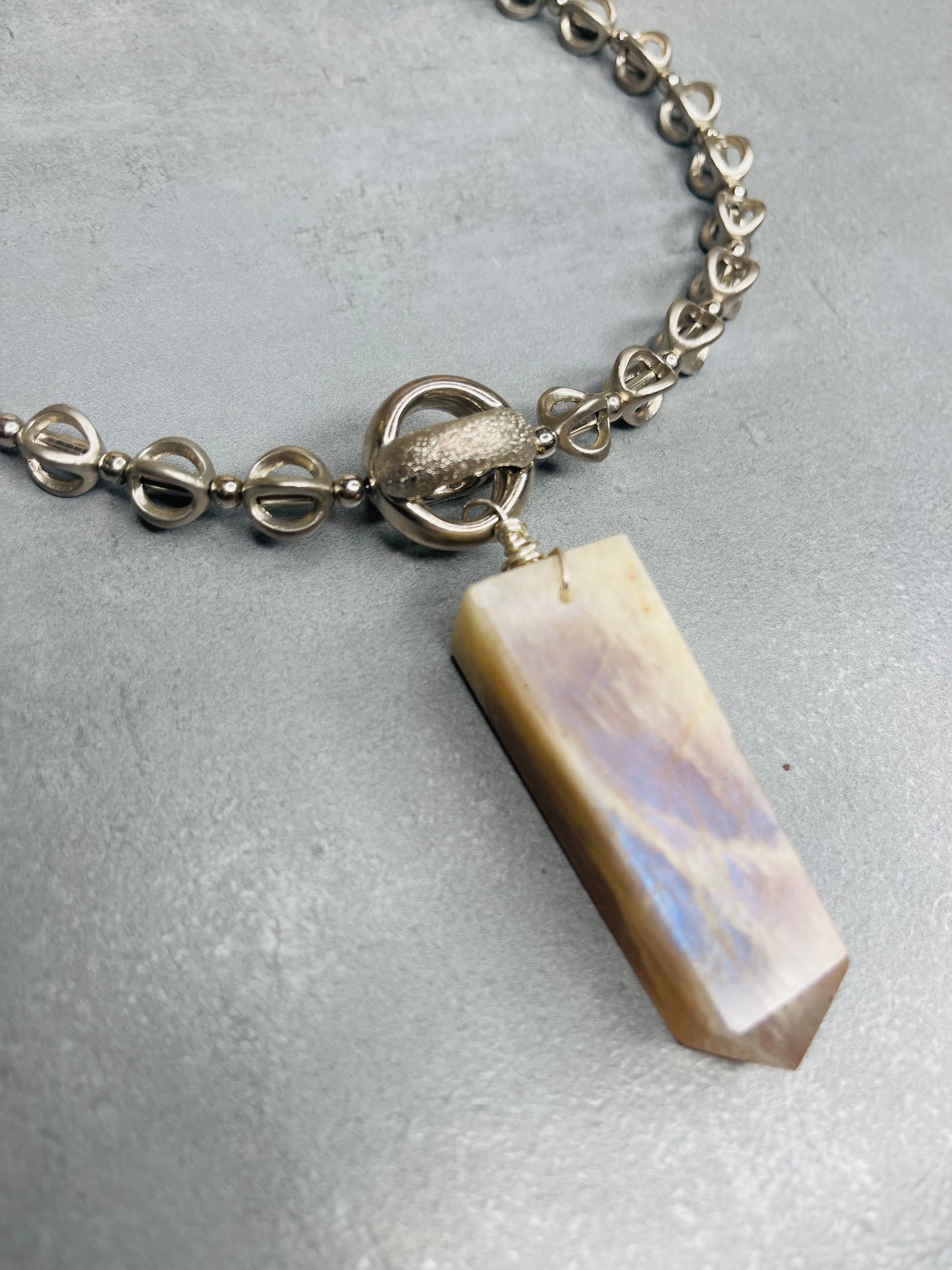 Renaissance Silver Bey Moon Magic Blue Moonstone Crystal Soul Chain