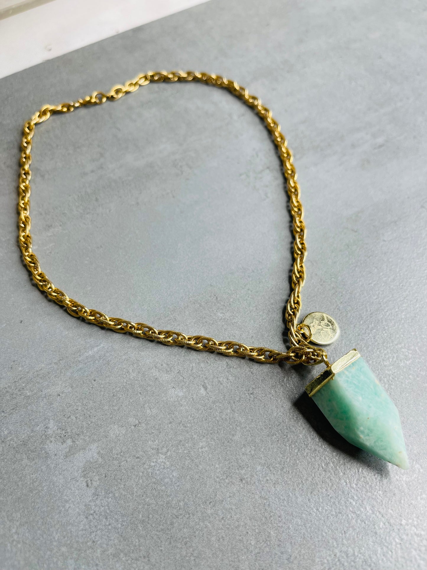 Heart and Throat Chakra Soul Chain w Amazonite Crystal Necklace