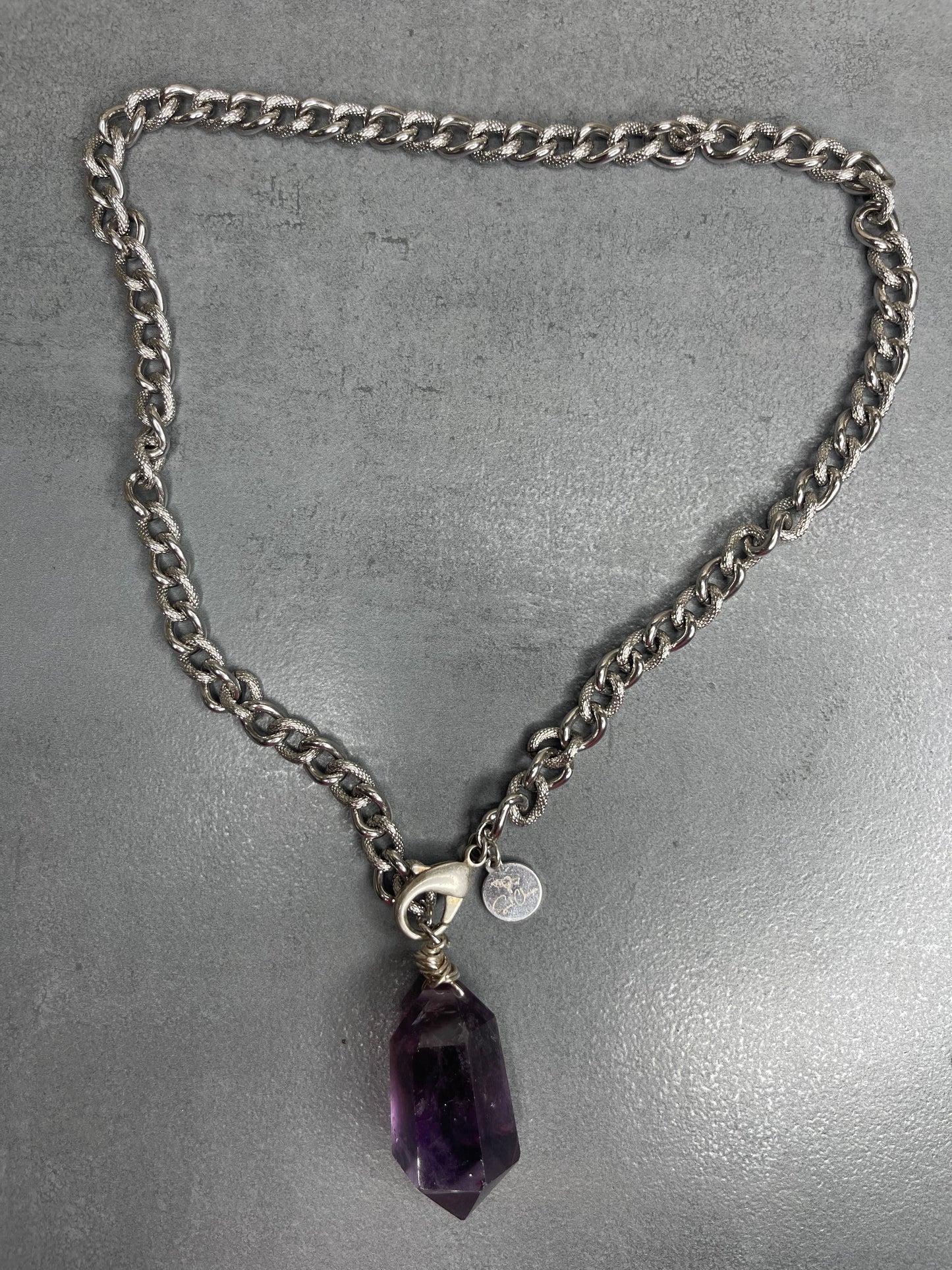 Renaissance Silver Bey
Gem Cut Amethyst Soul Chain w Vintage Silver Plated Chain