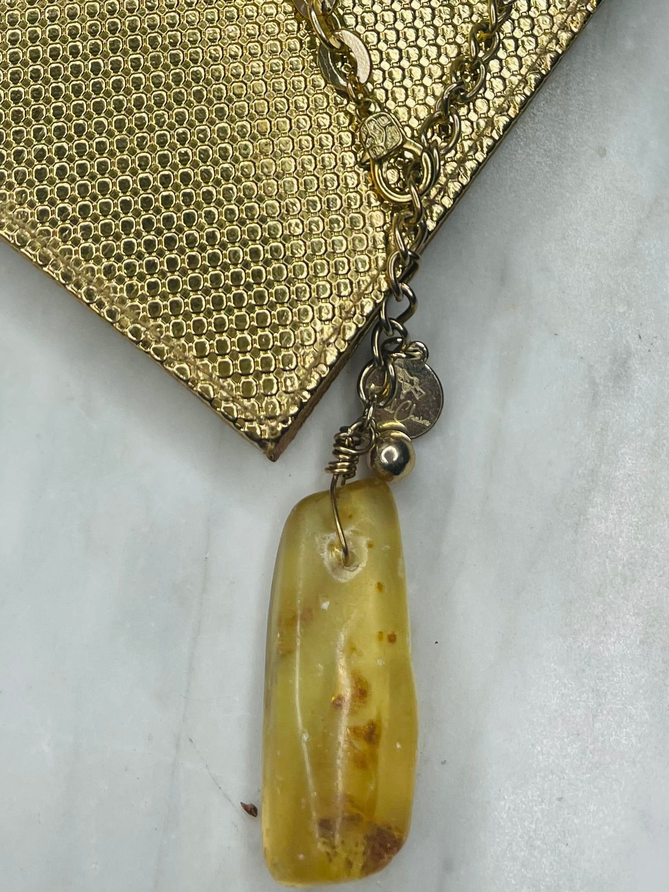 Ancient Amber Abundance Activation. Soul Chain Necklace Hand wrapped on vintage chain