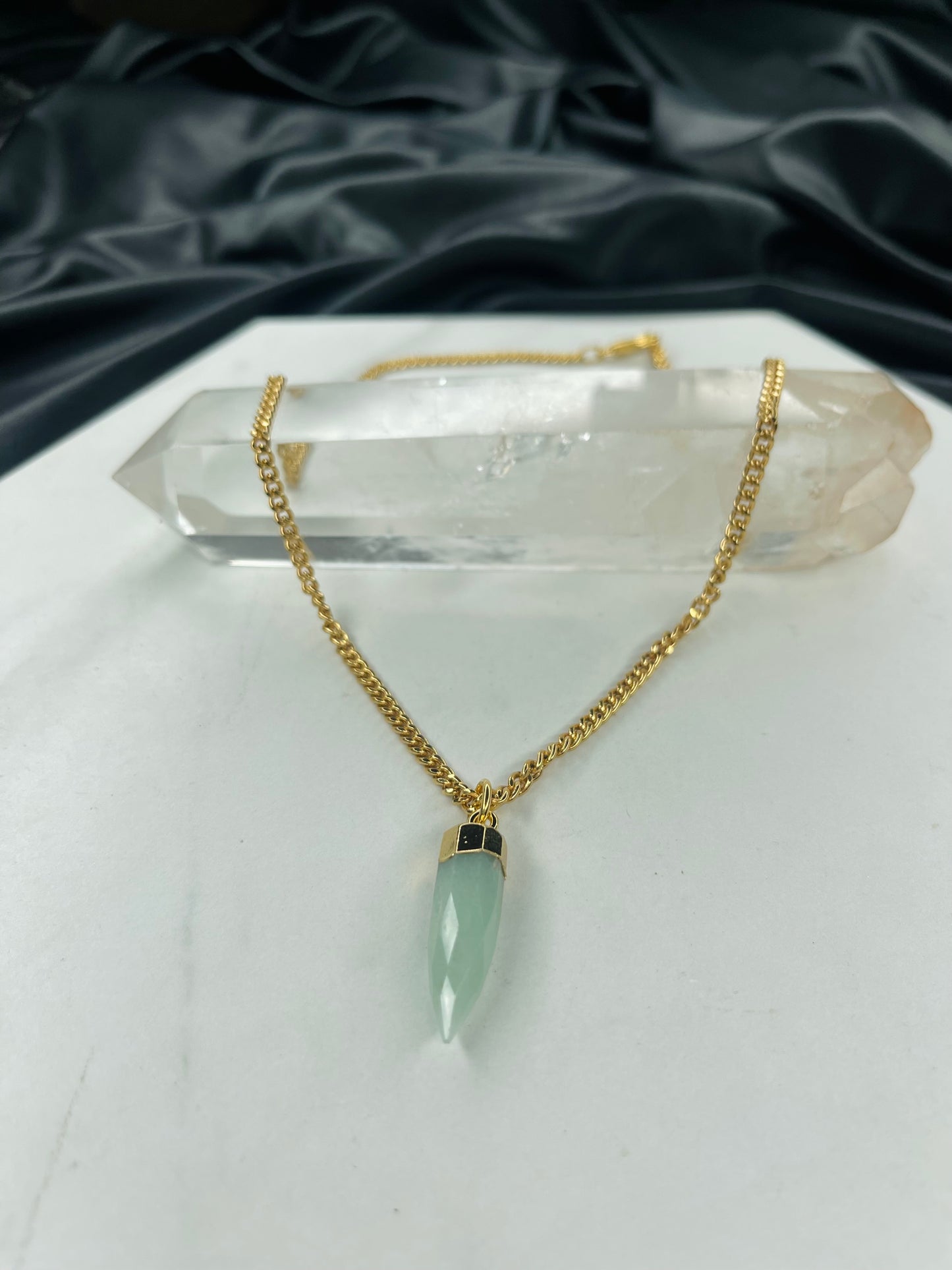 Heart Chakra Dainty Baby Soul Chain Aventurine Vintage Gold Plated Soul Chain
