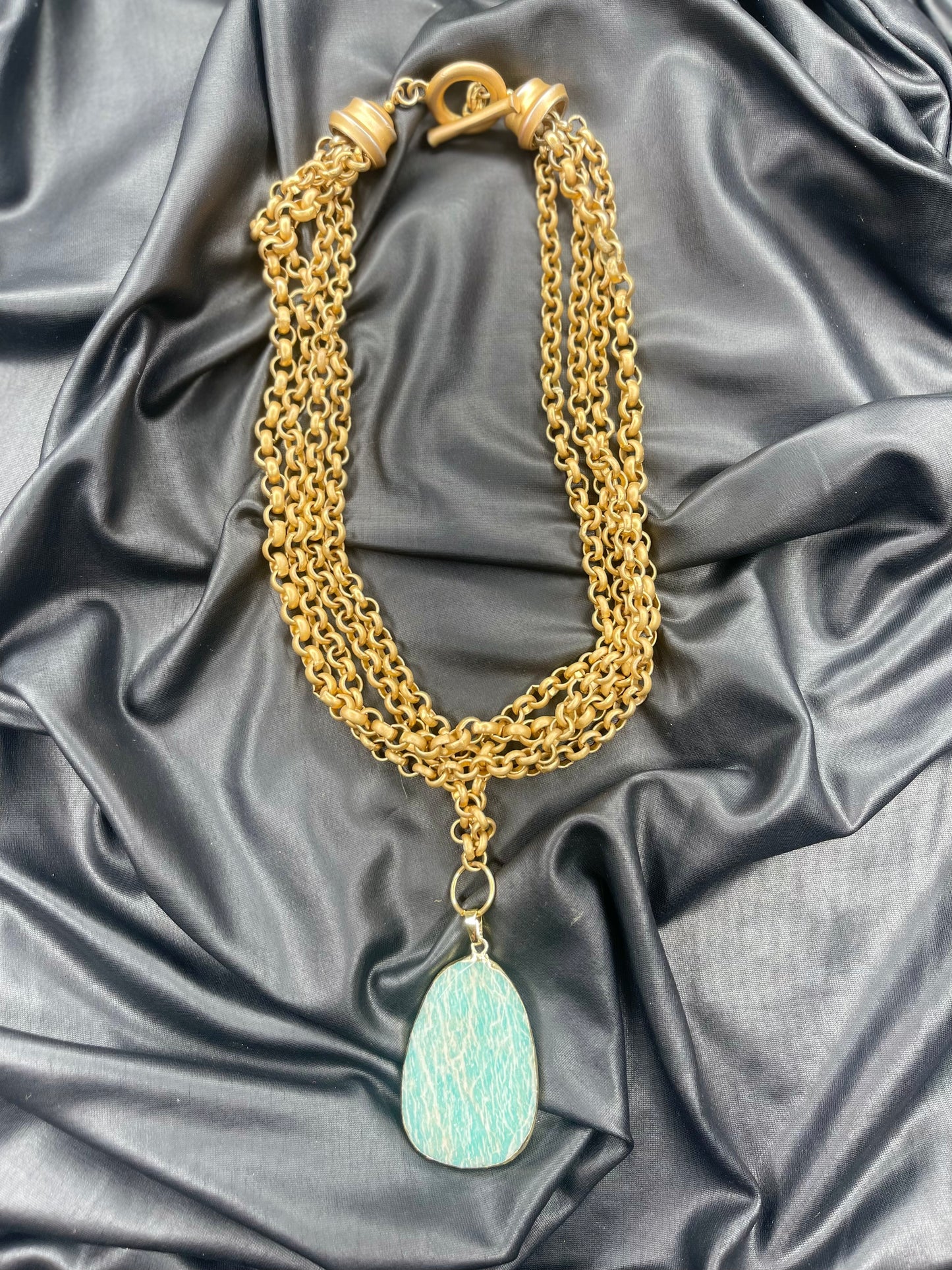 Heart and Throat Chakra Soul Chain w Amazonite Crystal Necklace