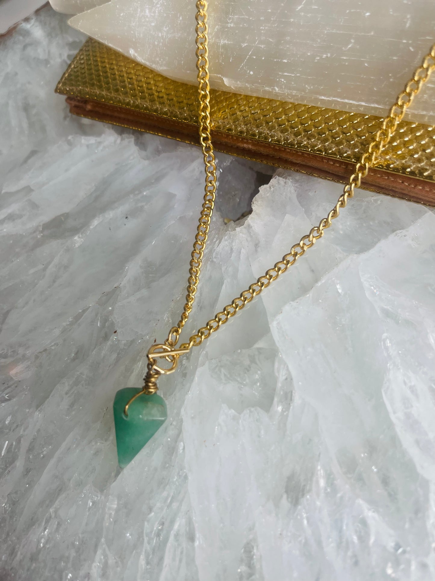 Dainty Pendulum Baby Soul Chain Aventurine Vintage Gold Plated Soul Chain
