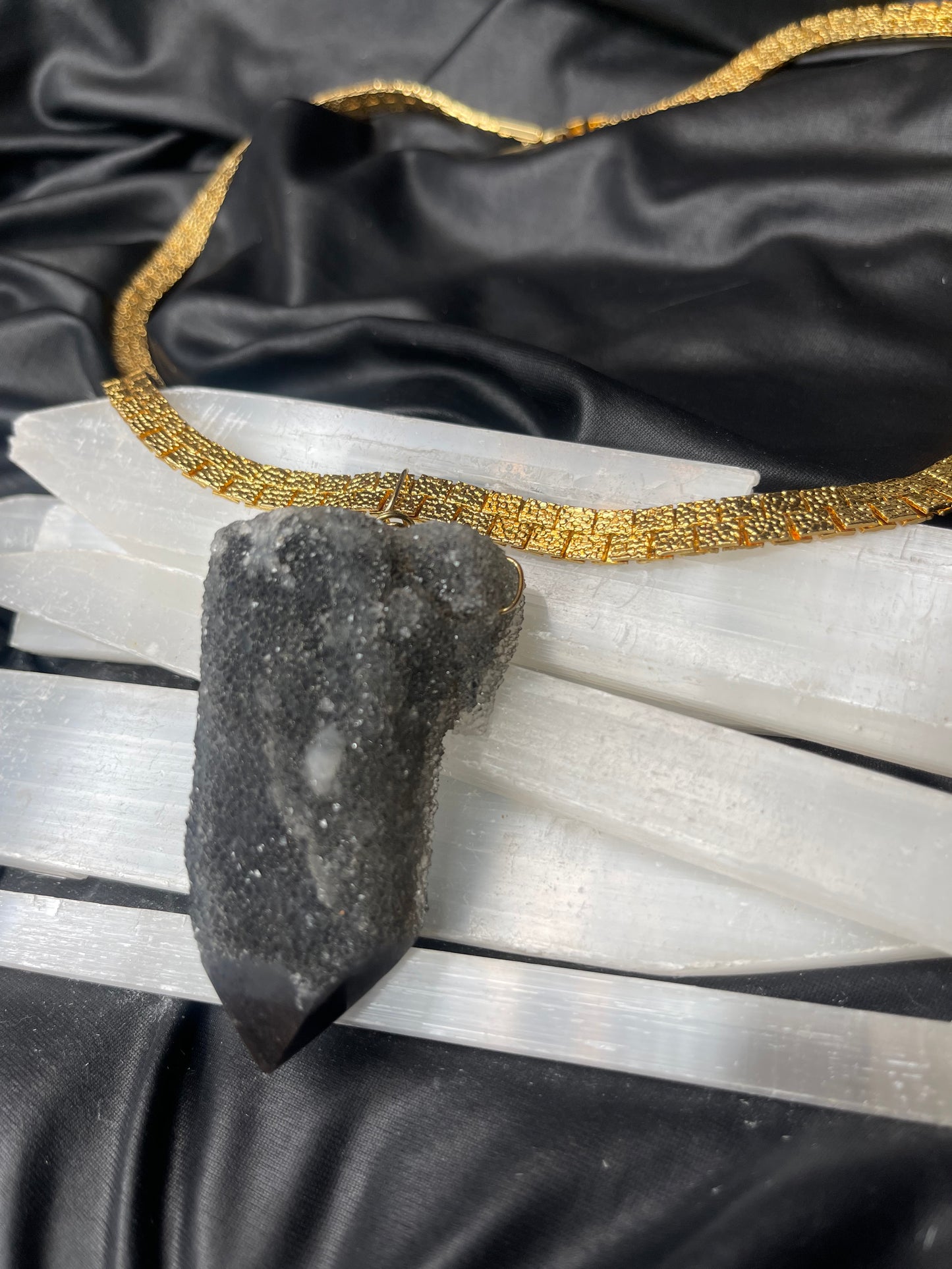 Root Chakra Sphalerite Soul Chains Necklace w Vintage Herringbone Chain