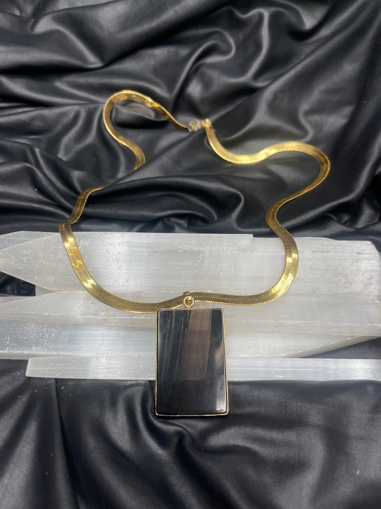 Black Obsidian Root Chakra Gold Soul Chain