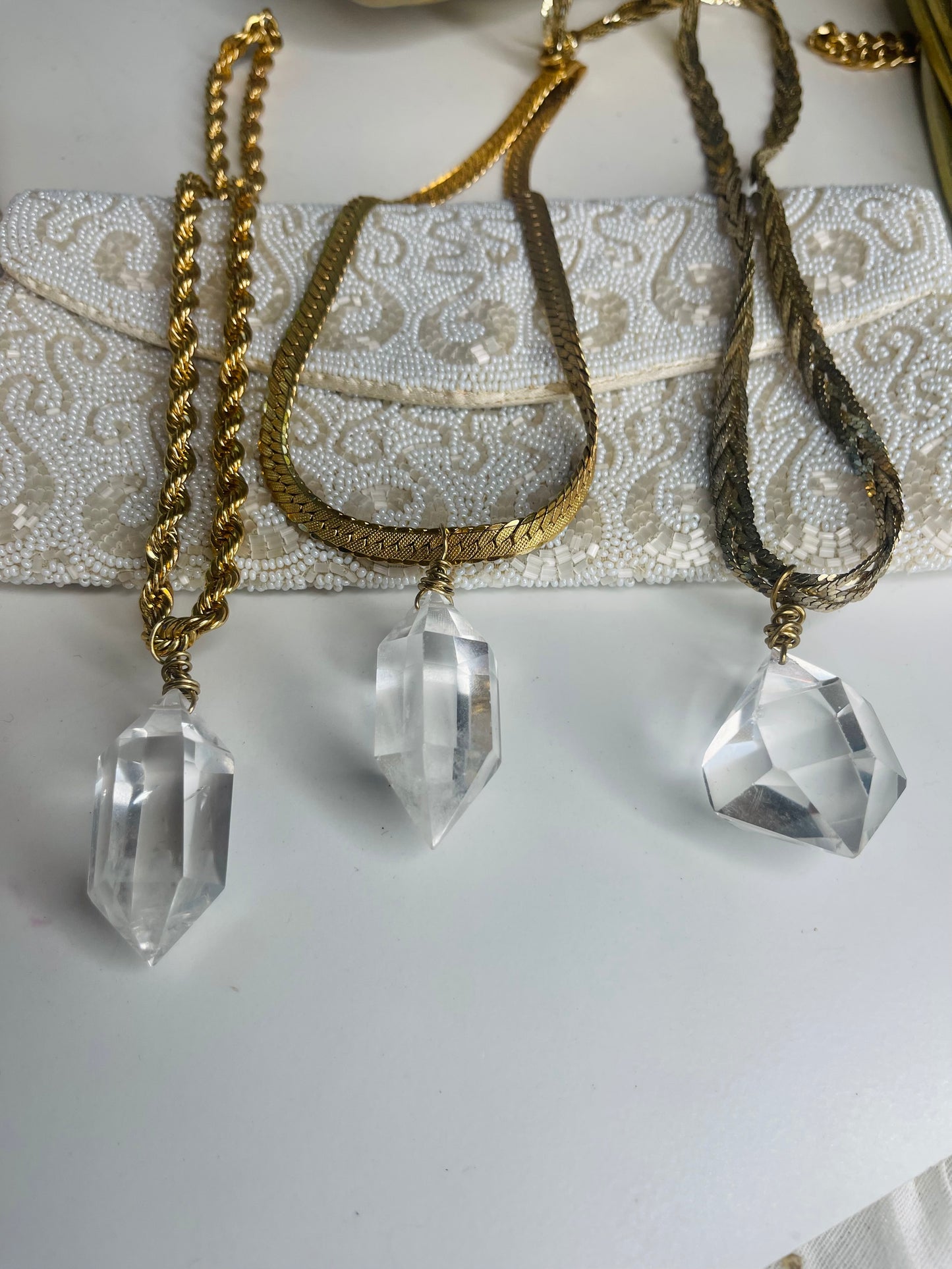 Lux Gem Cut Clear Quartz Crystal Soul Chain