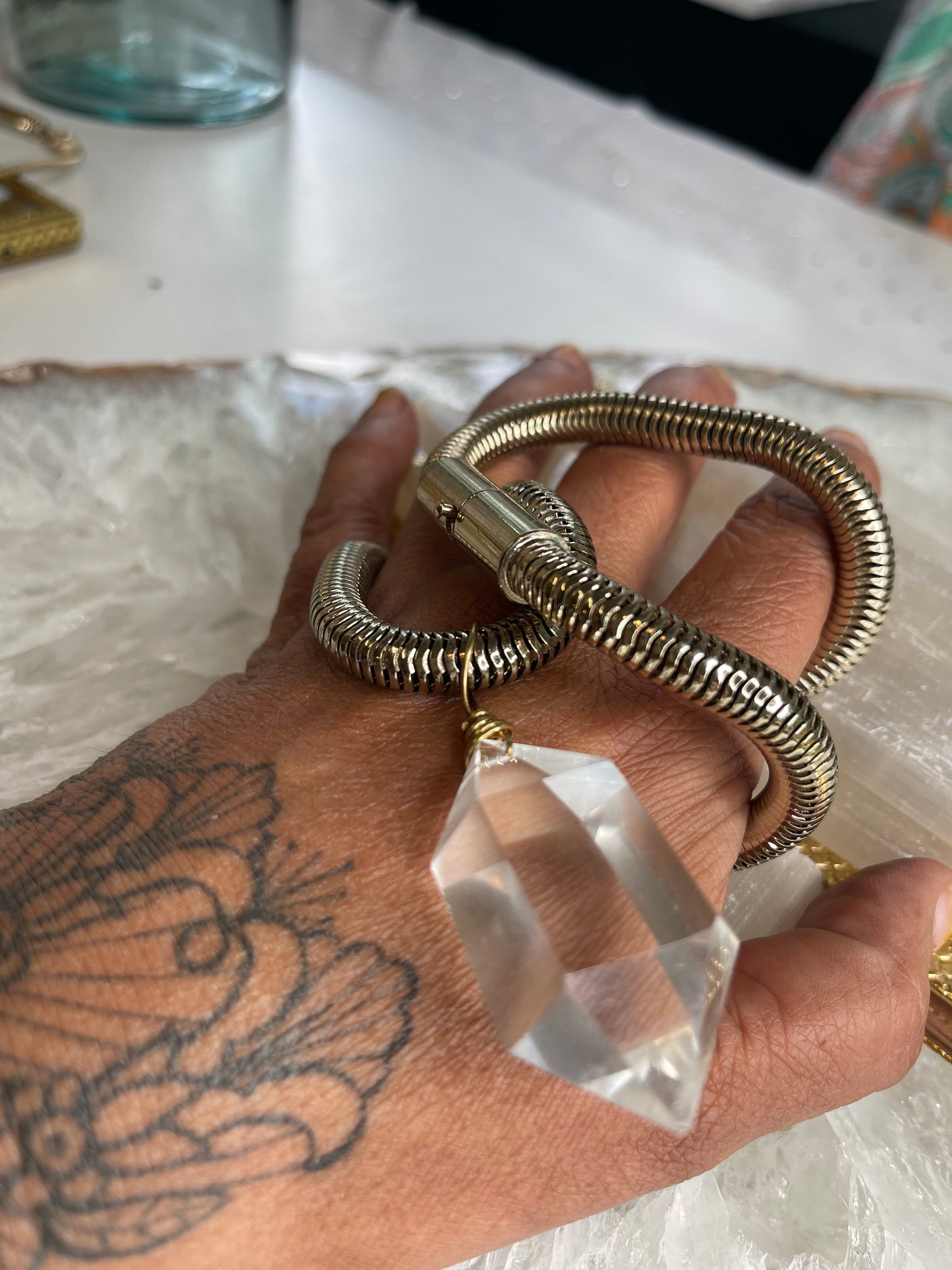 Lux Gem Cut Clear Quartz Crystal Soul Chain
