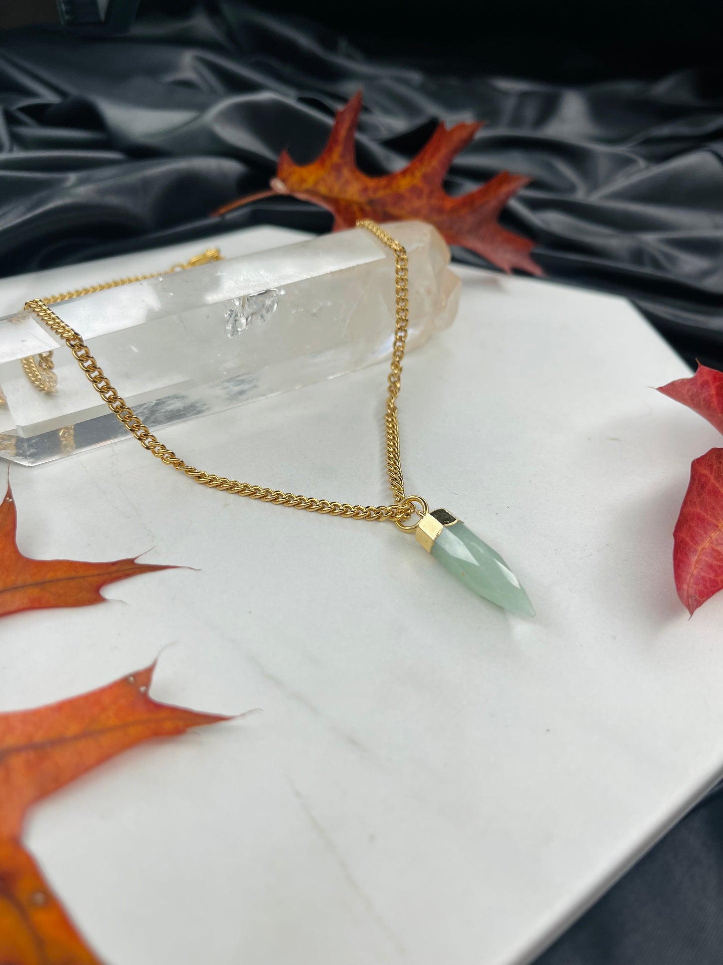 Heart Chakra Dainty Baby Soul Chain Aventurine Vintage Gold Plated Soul Chain
