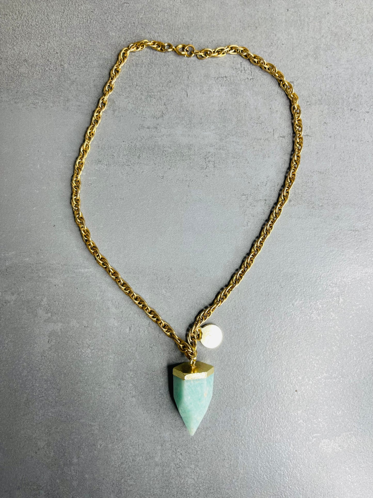Heart and Throat Chakra Soul Chain w Amazonite Crystal Necklace