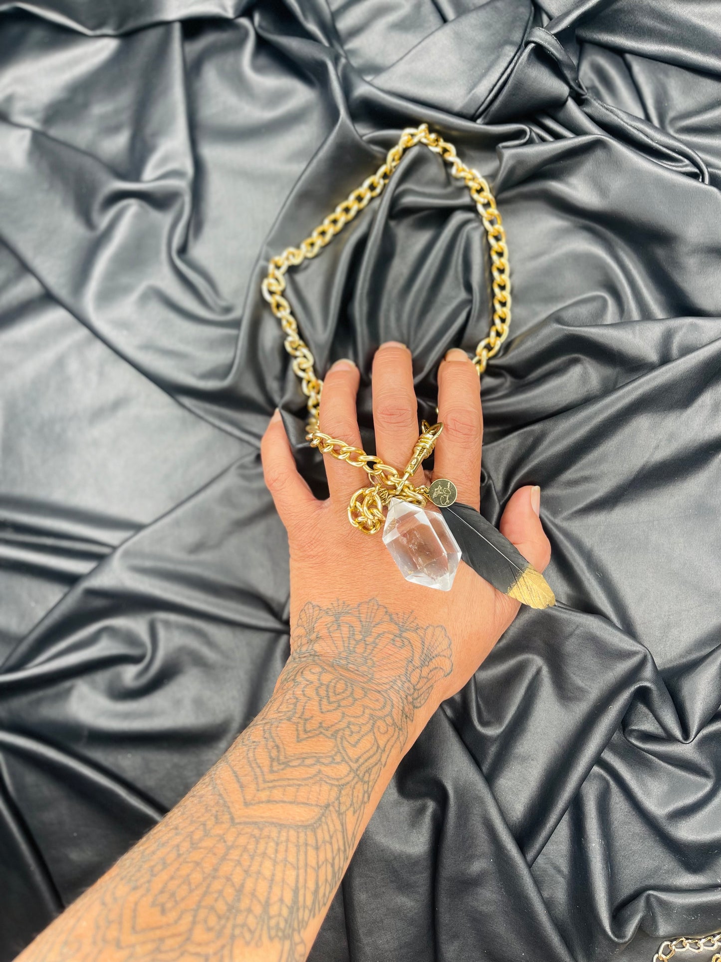 Exquisite Lux Gem Cut Clear Quartz Crystal Soul Chain