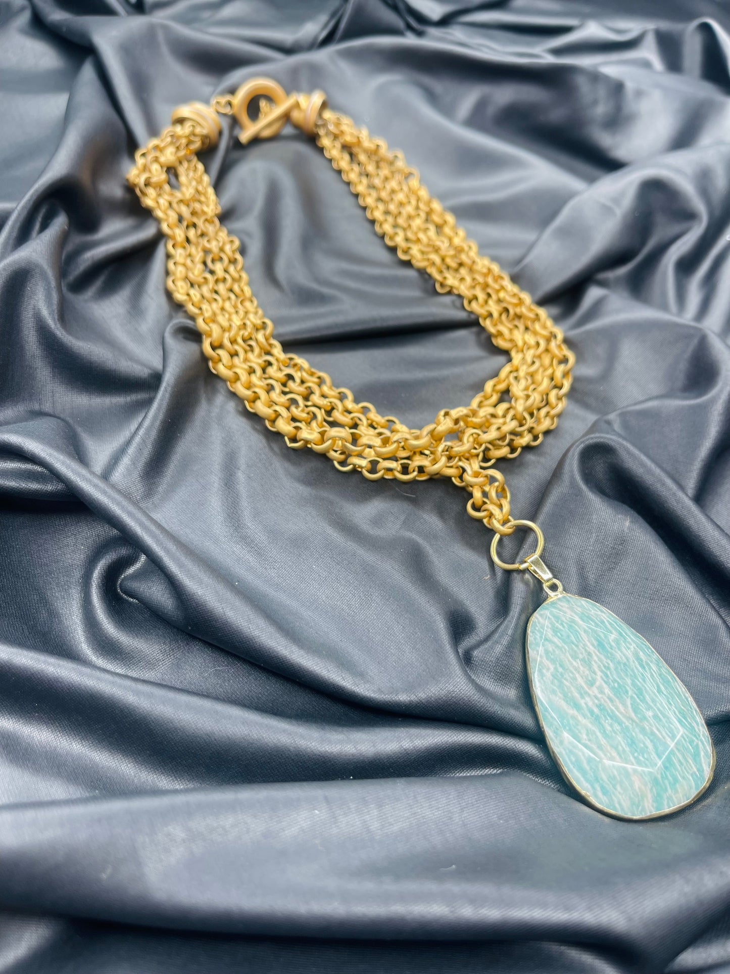 Heart and Throat Chakra Soul Chain w Amazonite Crystal Necklace