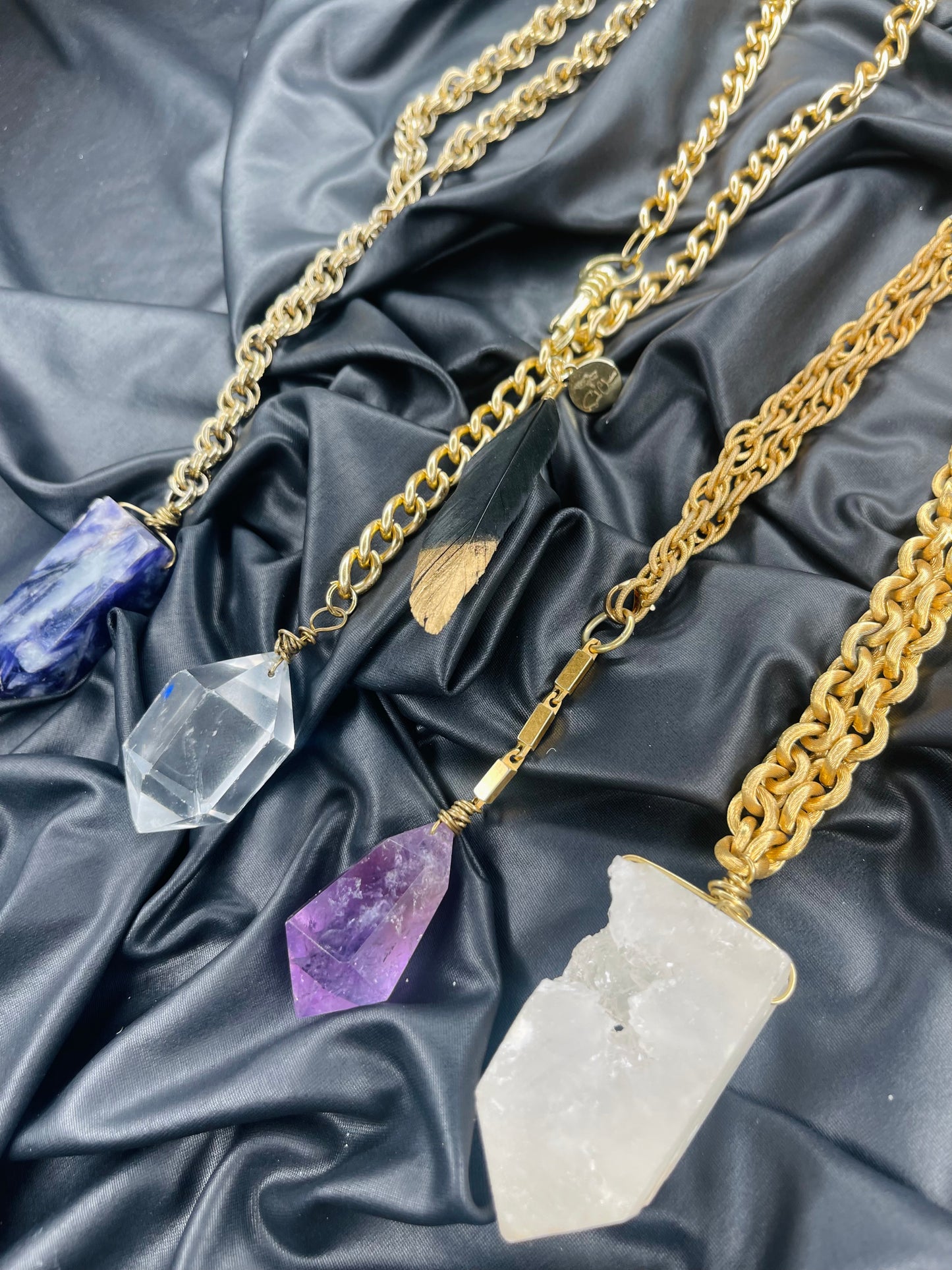 3rd Eye Faceted Amethyst Soul Chain w Vintage Gold Plated Chain