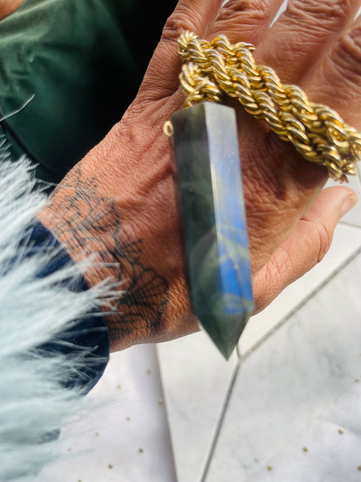 Blue Flashy Massive Cosmic Communication Soul Chain Labradorite Crystal