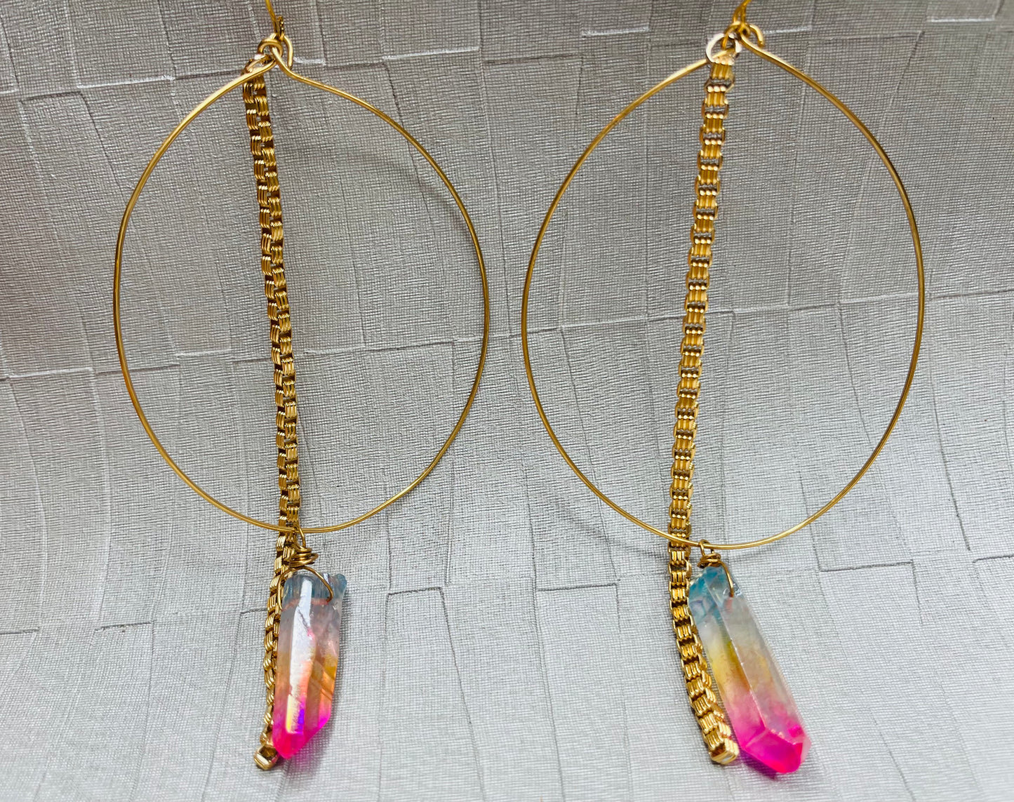 EXTRA LOVE Hoops Soul Chains Earrings - Aventurine Crystals