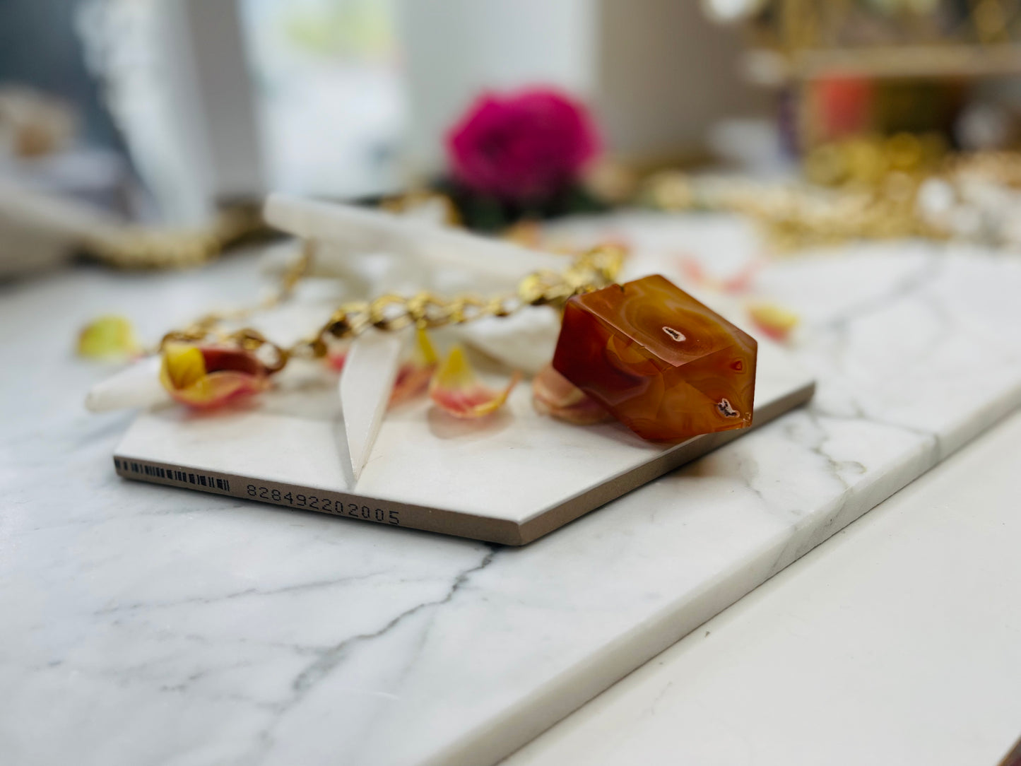 Massive Manifestations Sacral & Solar Chakra - Carnelian Soul Chain w Vintage Gold Plated Chain