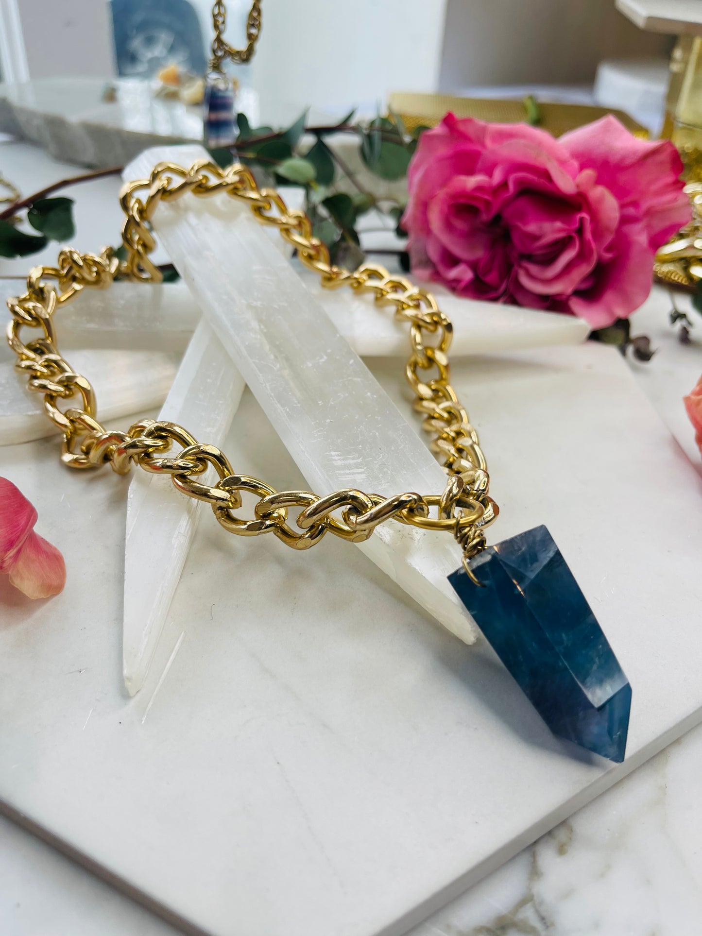 Ocean Blue Fluorite Soul Chain Chain