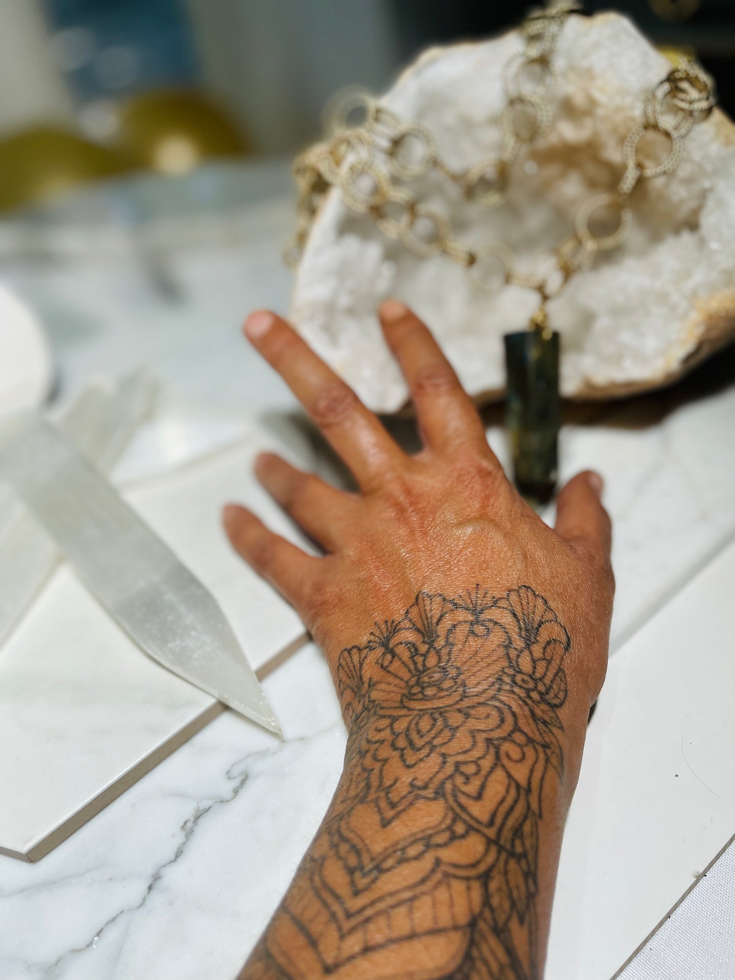 Chunky and Massive Aura Pyrite Crystal Soul Chain Necklace - Silver Plated Chain- Akashic Records Collection