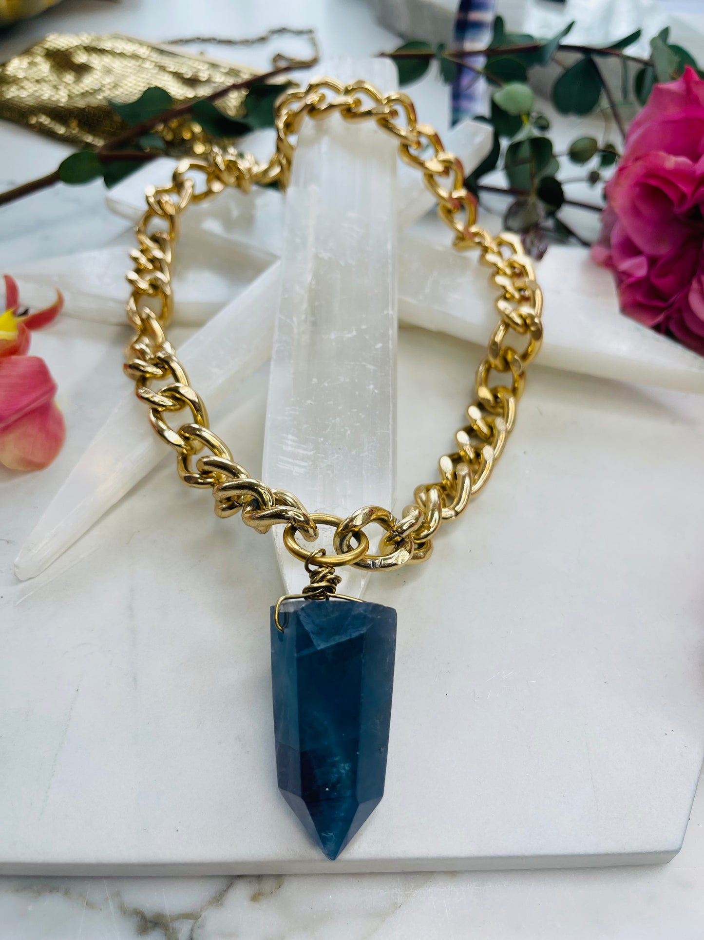 Ocean Blue Fluorite Soul Chain Chain