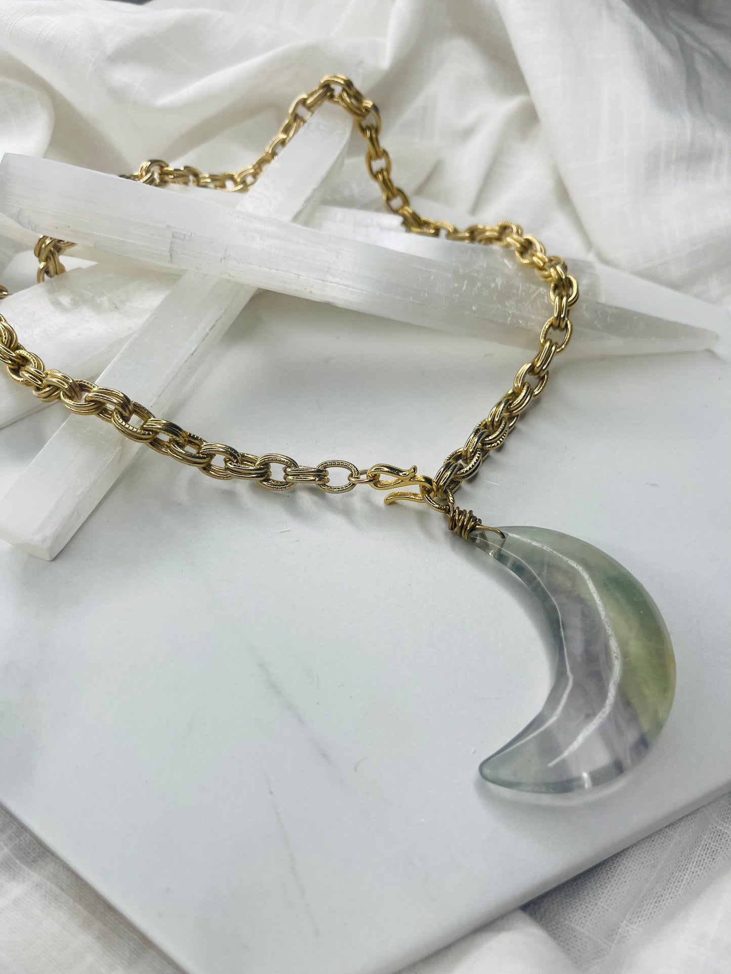 Moon Manifestations Rainbow Fluorite Soul Chain