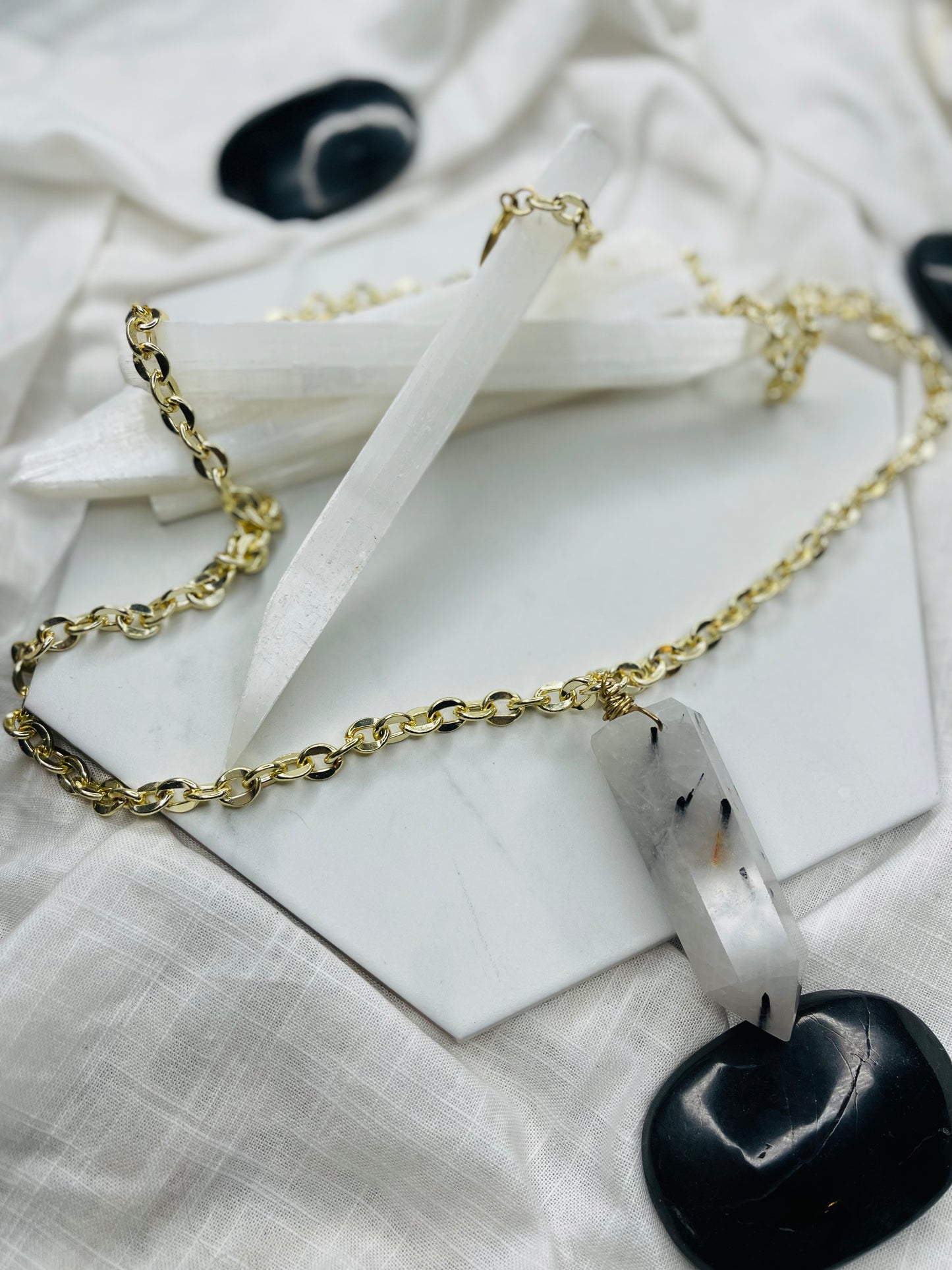 Tourmalated Quartz Crystal Soul Chain