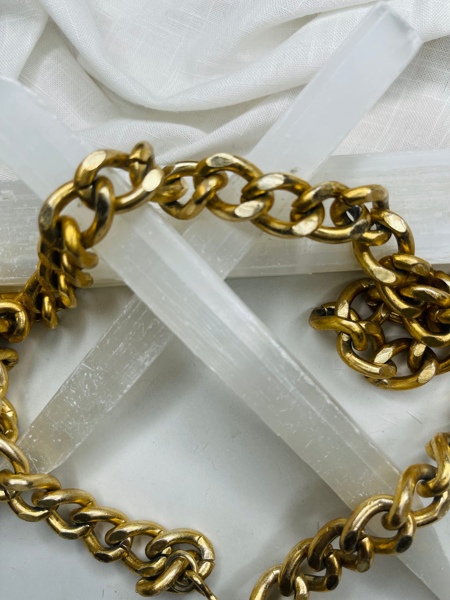 Chevron & Rainbow Inclusions Gem Cut & Very Rare Citrine Hand wrapped on vintage chain