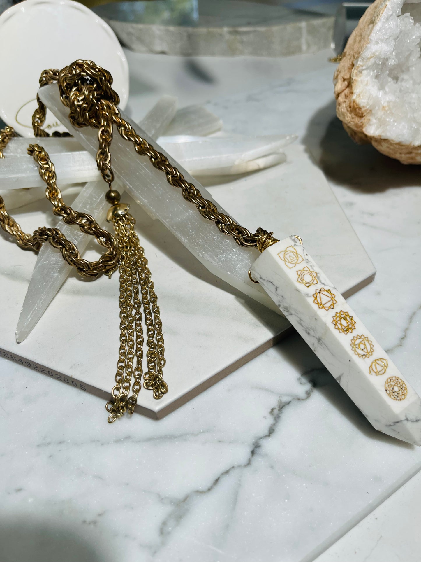 Fire Quartz Crystal Soul Chain Necklace with Vintage Chain