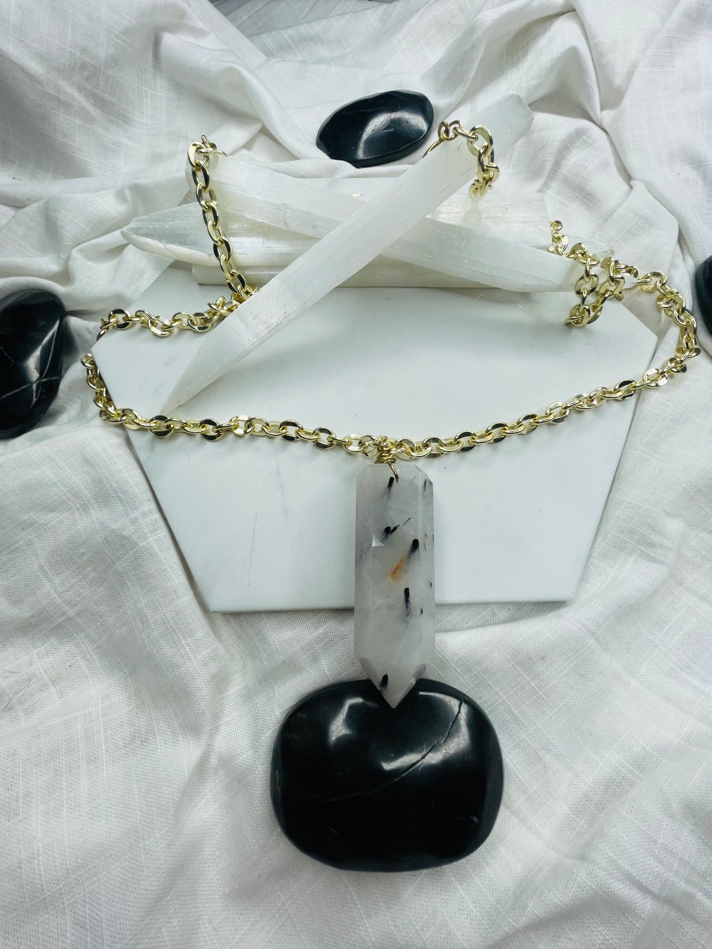 Tourmalated Quartz Crystal Soul Chain