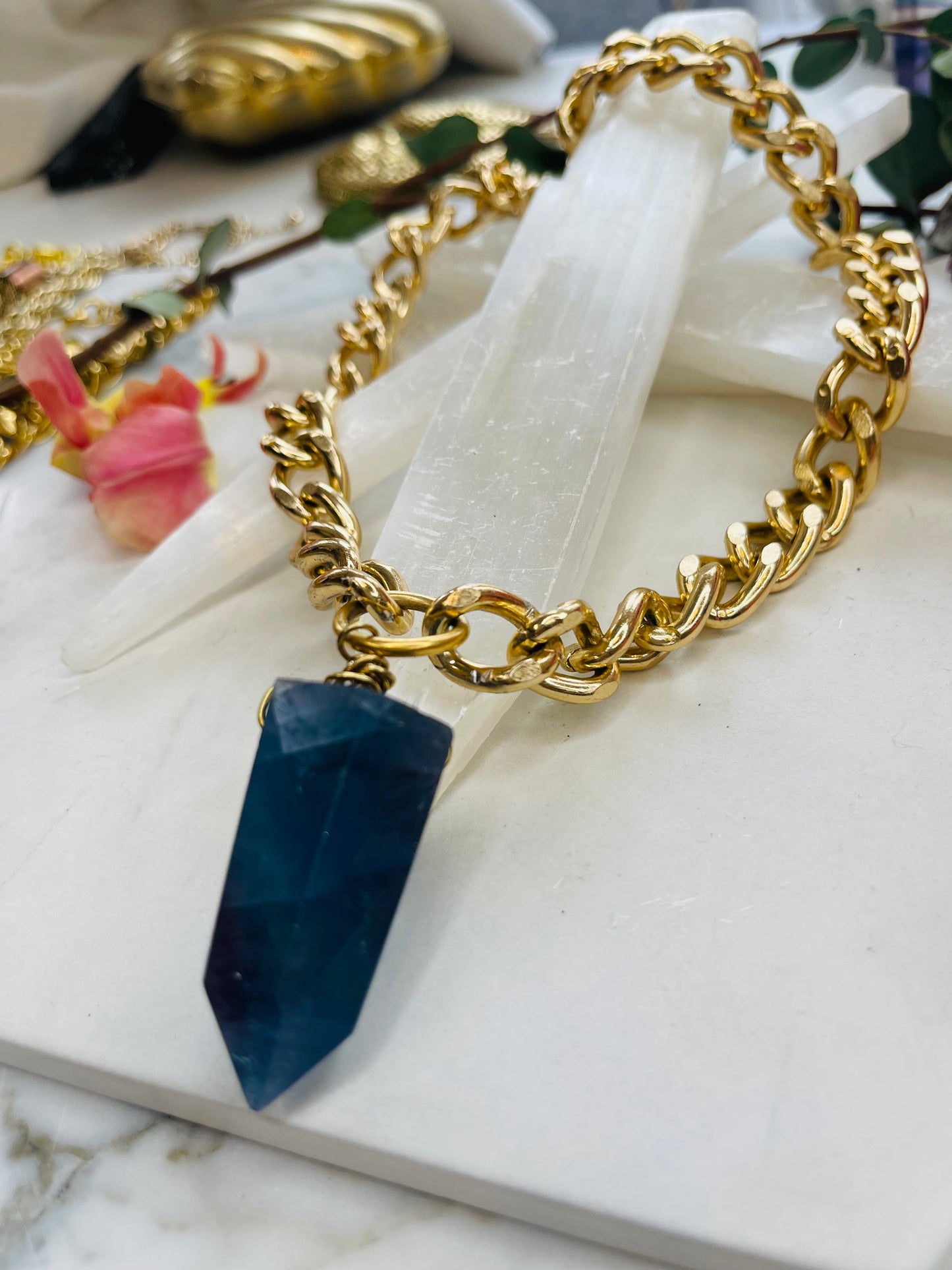 Ocean Blue Fluorite Soul Chain Chain