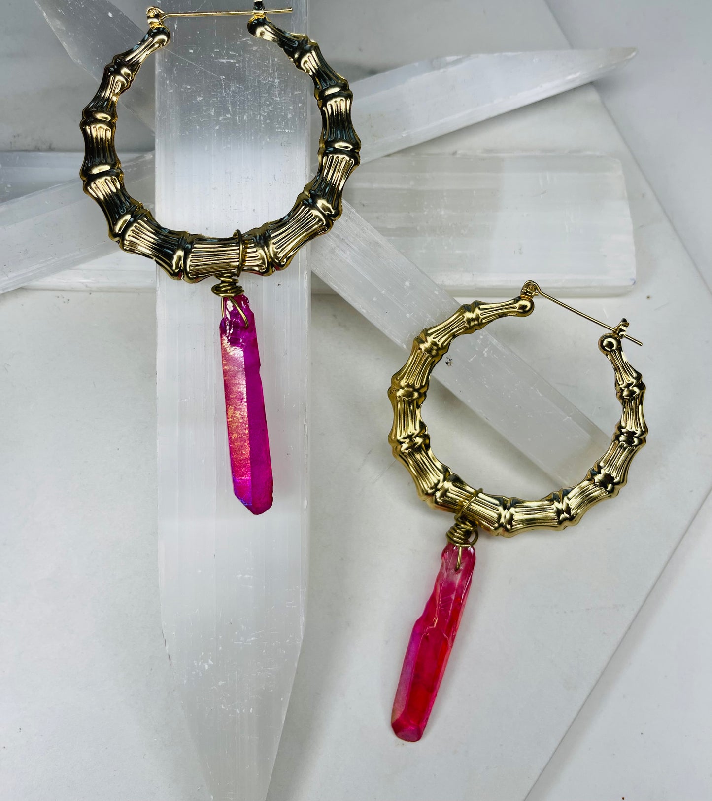 Bamboo Heart Chakra Soul Chains Earrings