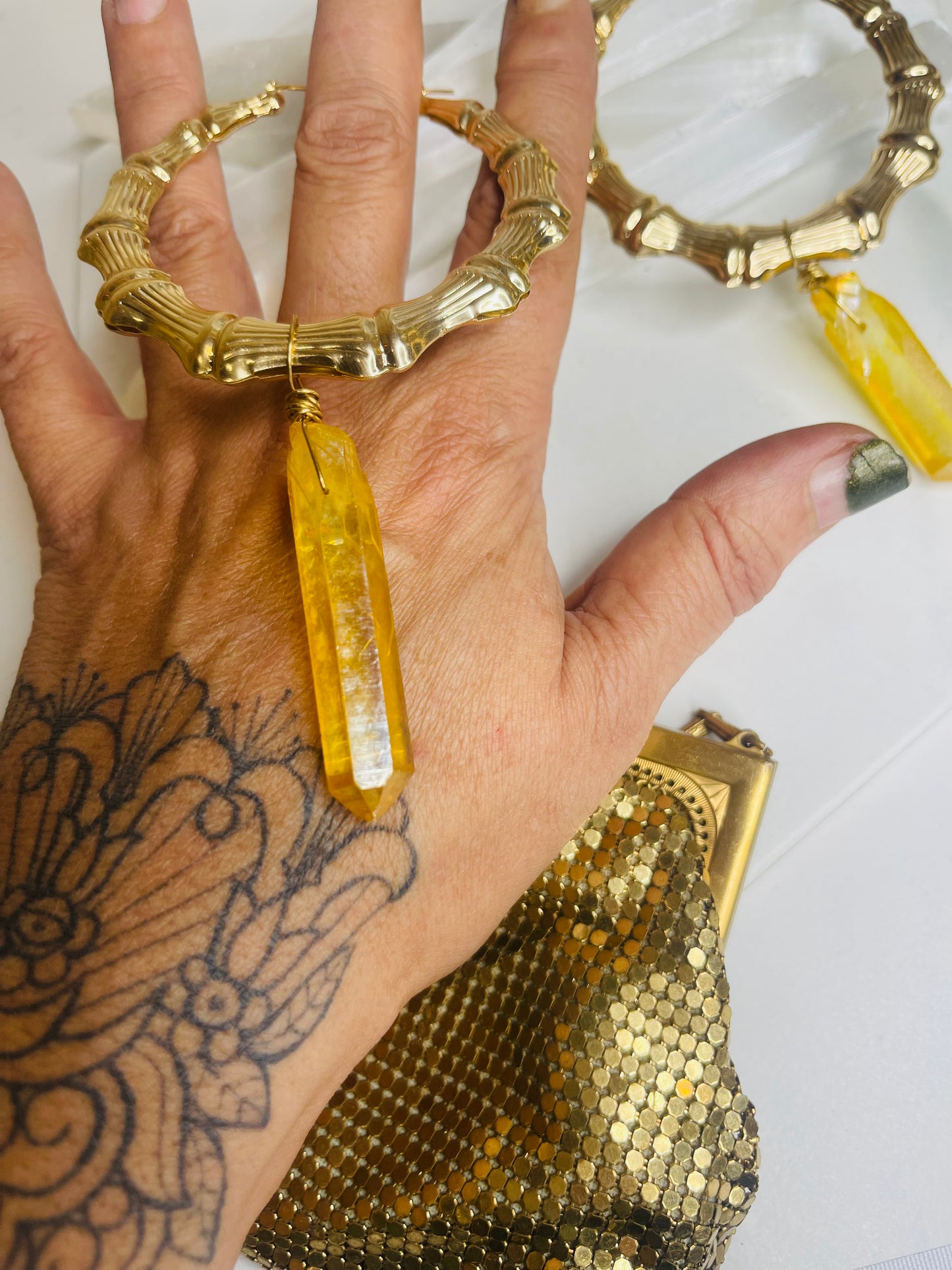 Bamboo Solar Chakra Soul Chains Earrings