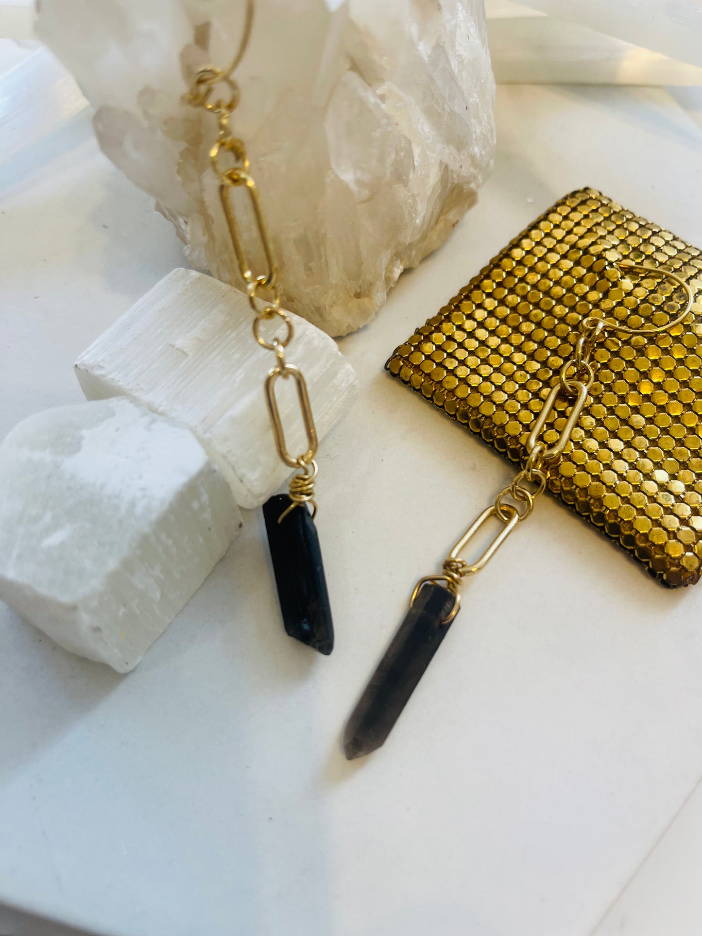 Smokey Quartz Chakra Powered Soul Chains Earrings