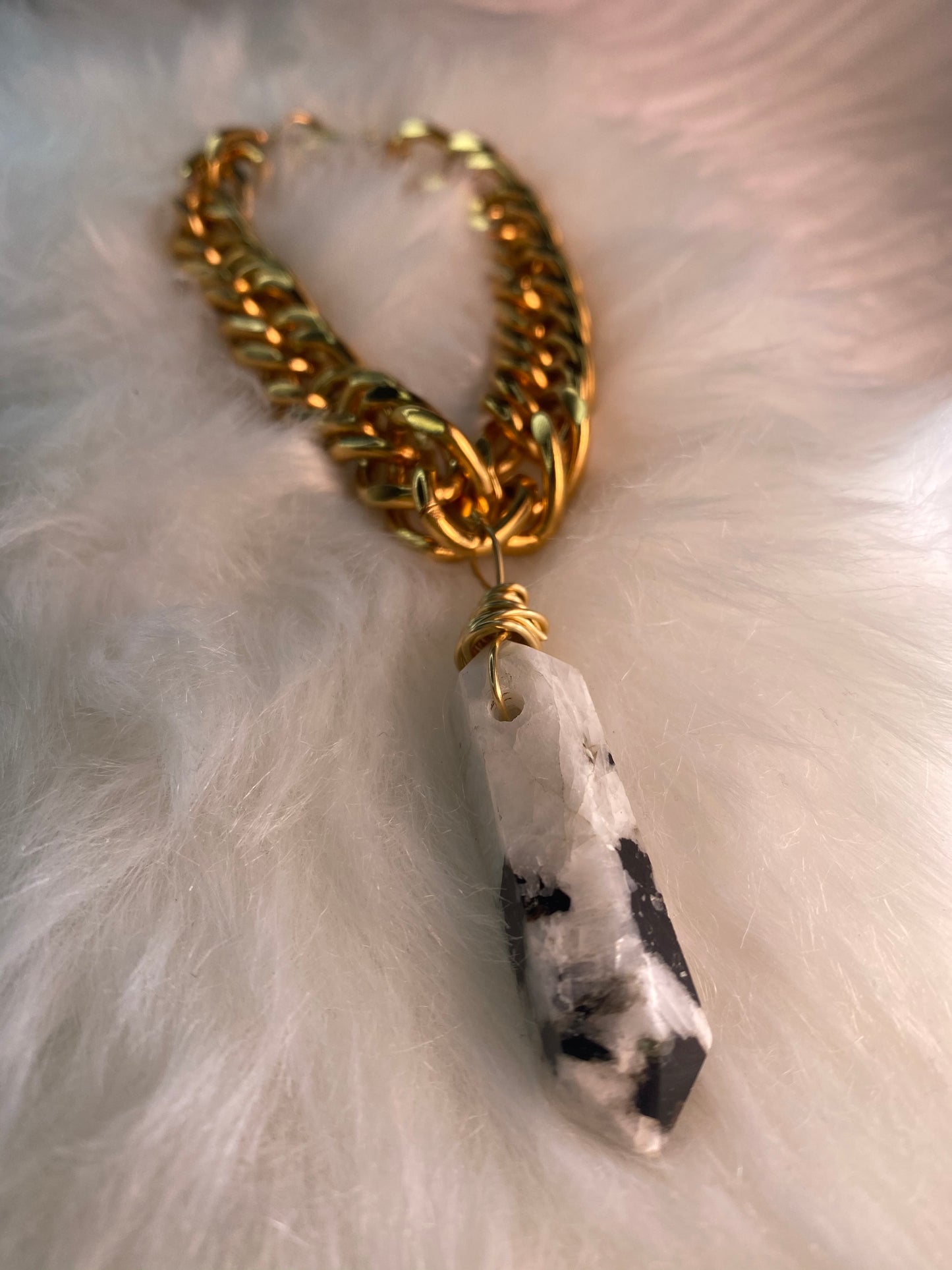 Soul Chain Bangle w Chunky Moonstone  Bracelet