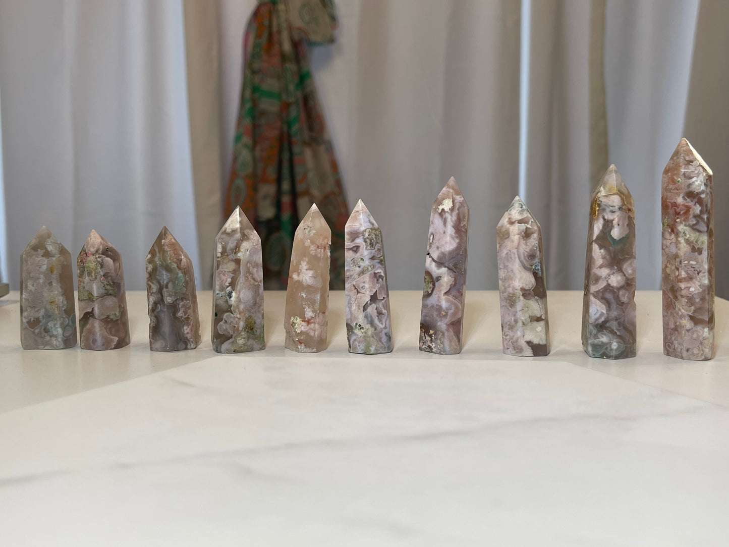 Pink Flower Agate Crystal Point - #8