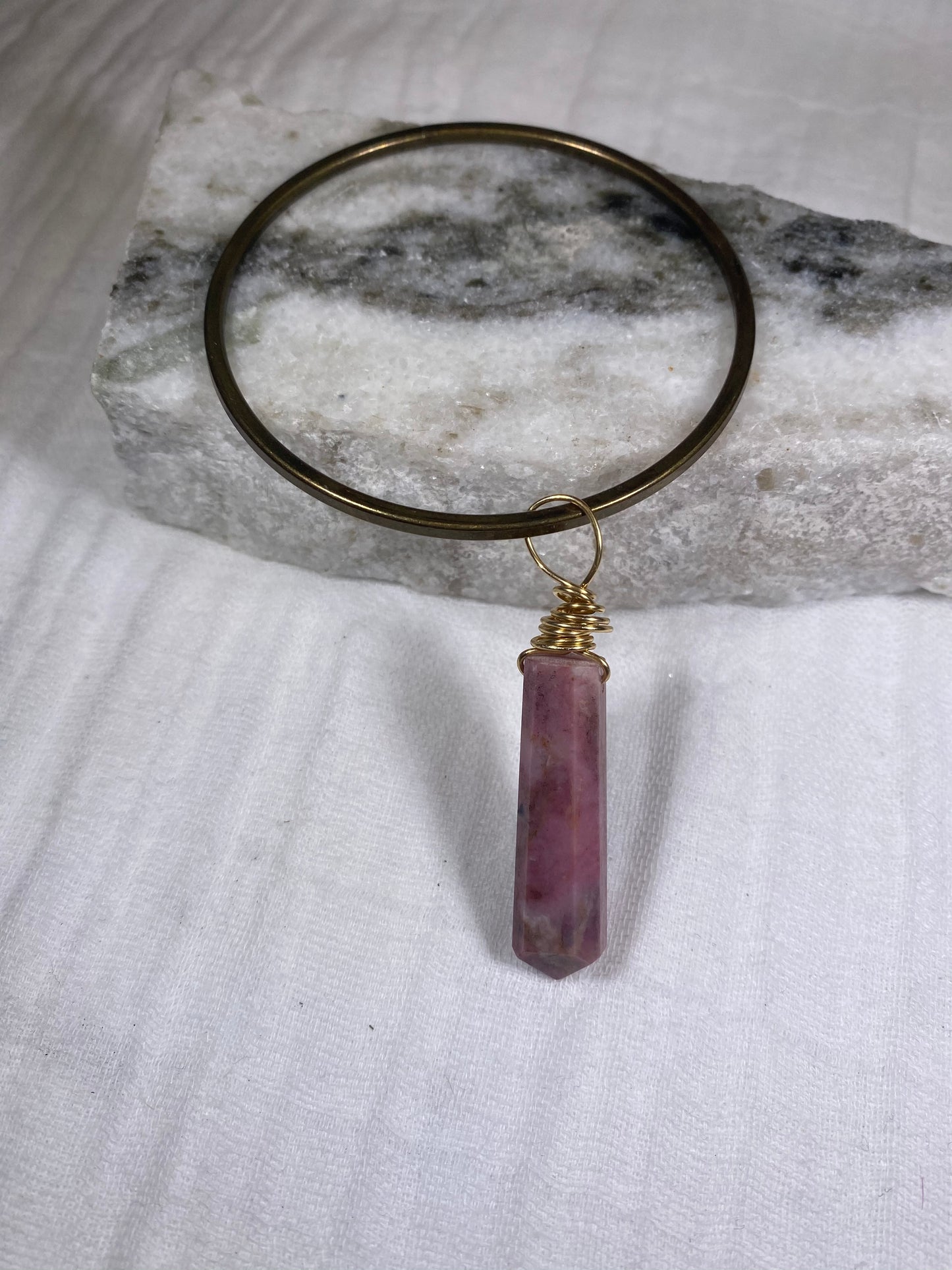 Soul Chain Bangle w Rhodonite Crystal Bracelet