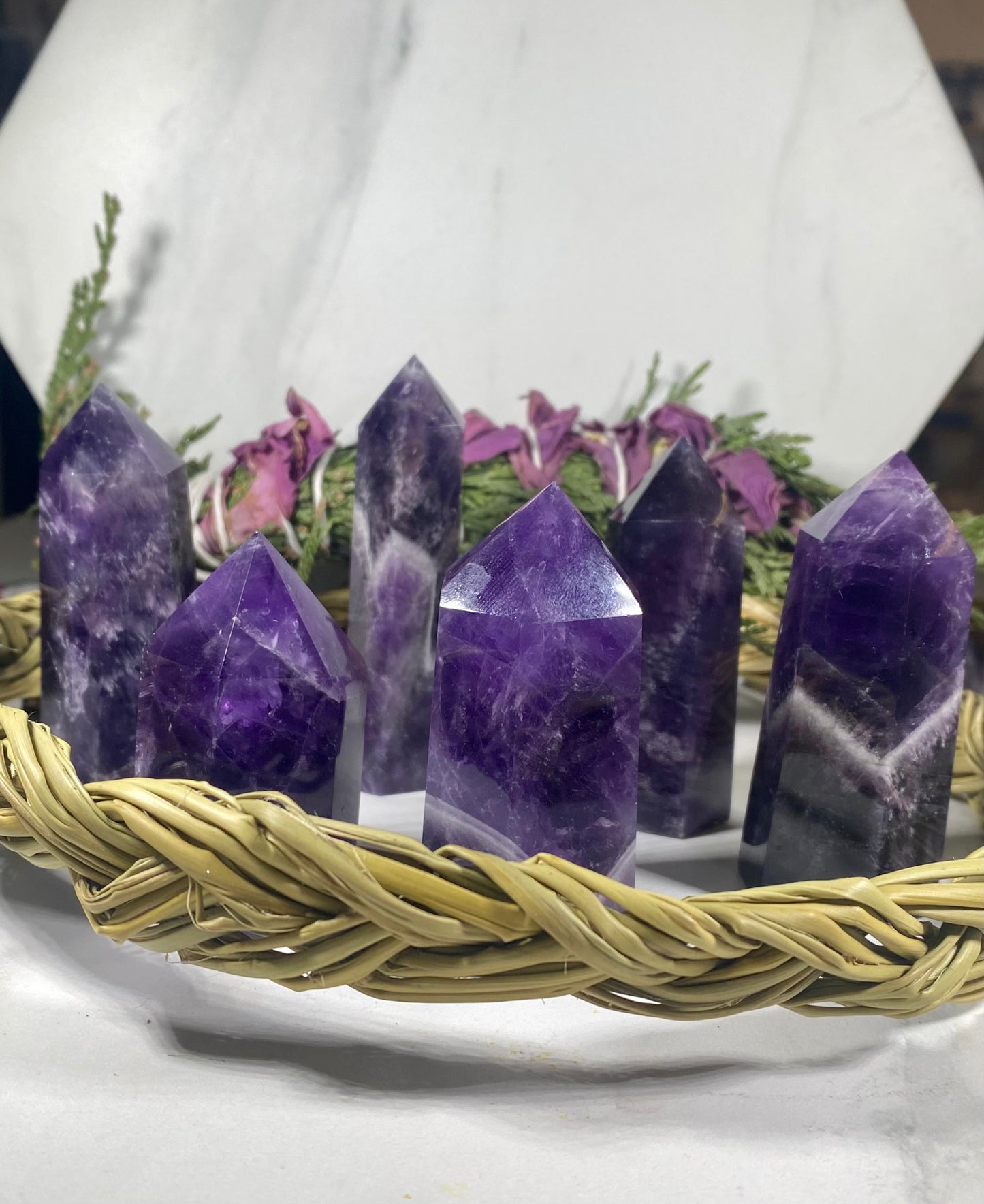 Dream Chevron Amethyst Crystal Tower Point #1