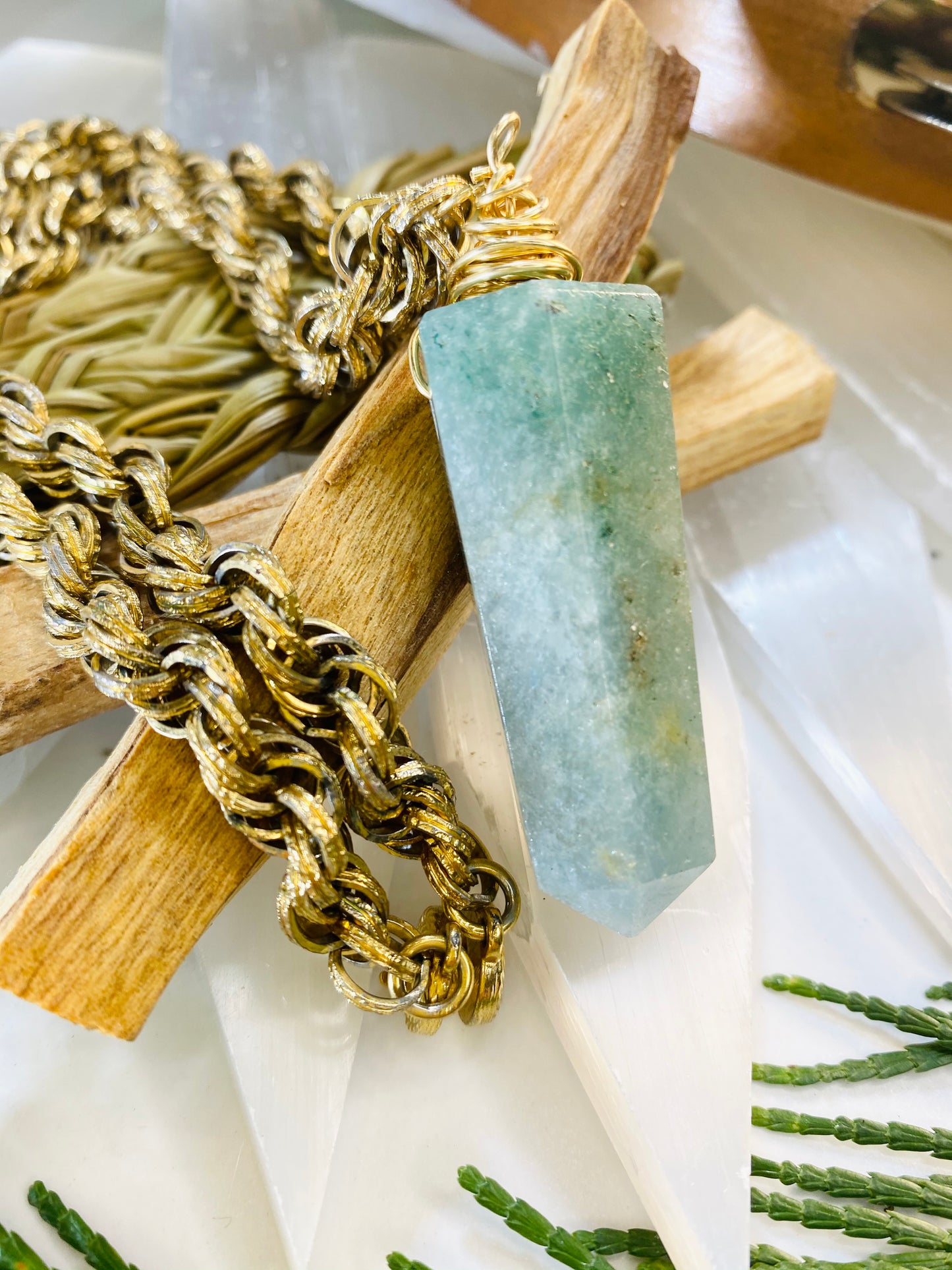 Green Aventurine Tower Gold Soul Chain