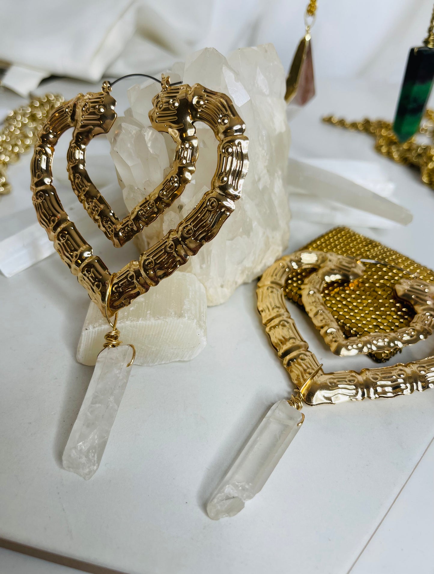 Heart Bamboo Chakra Soul Chains Earrings