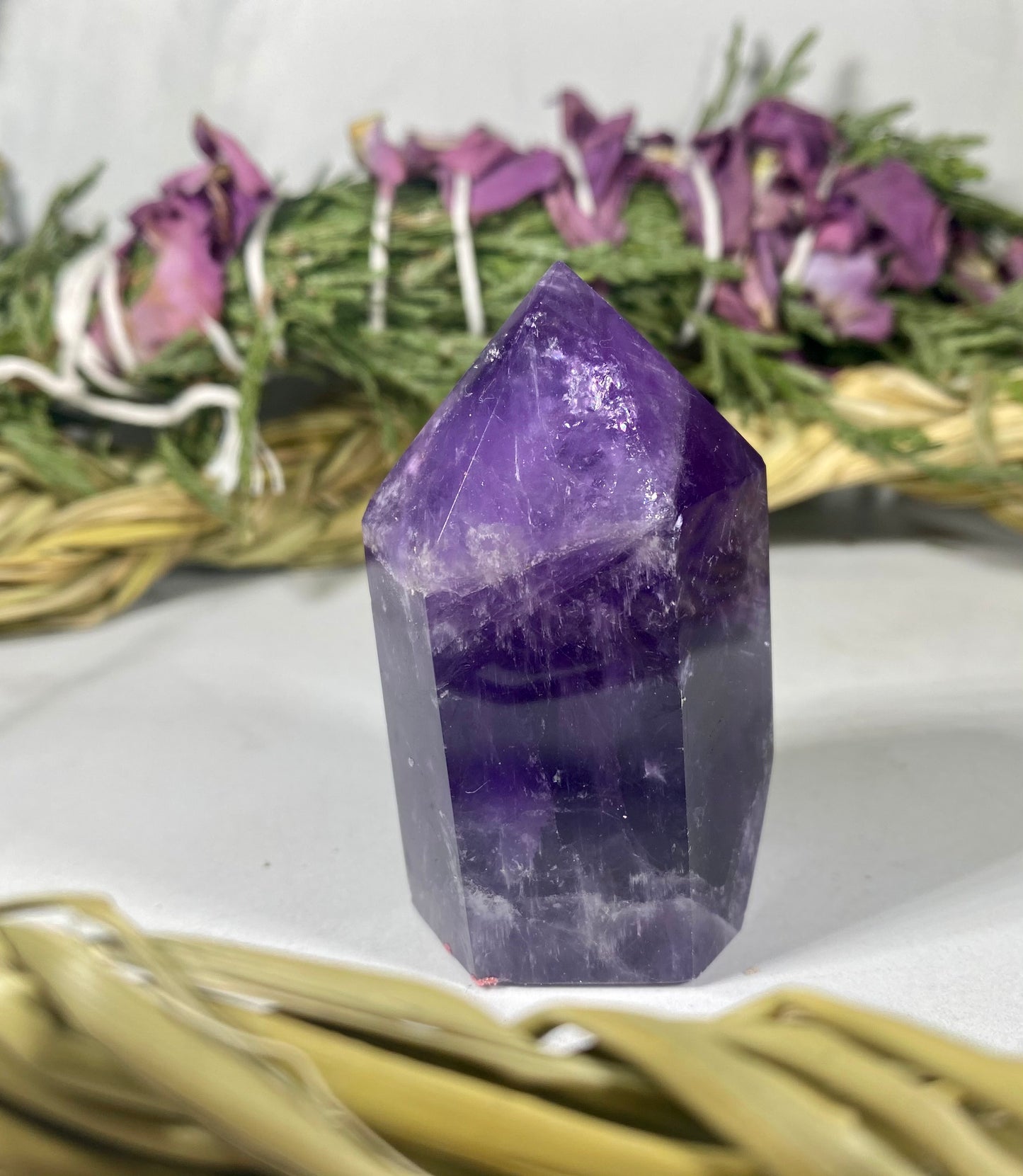 Dream Chevron Amethyst Crystal Tower Point #4