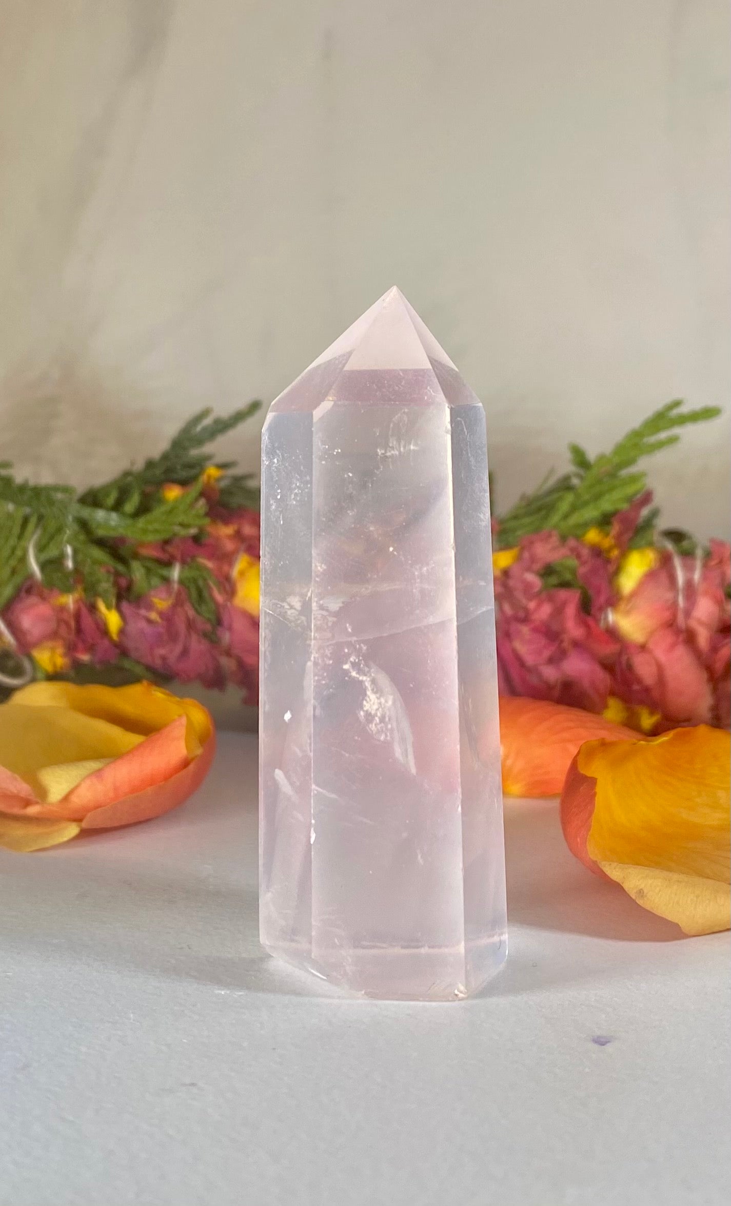 Rose Quartz Crystal Tower Point #4