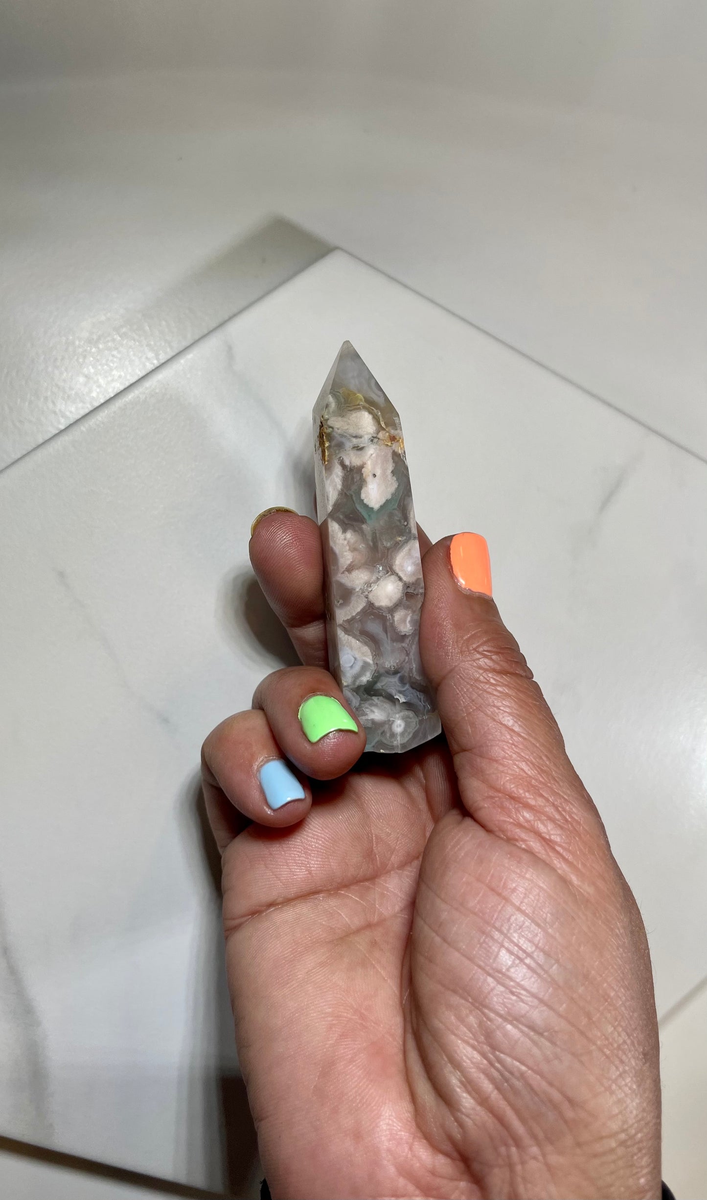 Copy of Pink Flower Agate Crystal Point - #9